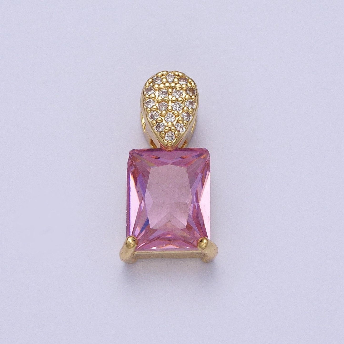 Rectangle emerald cut solitaire pendant necklace square cz diamond charm for bridal wedding necklace dainty necklace h-405