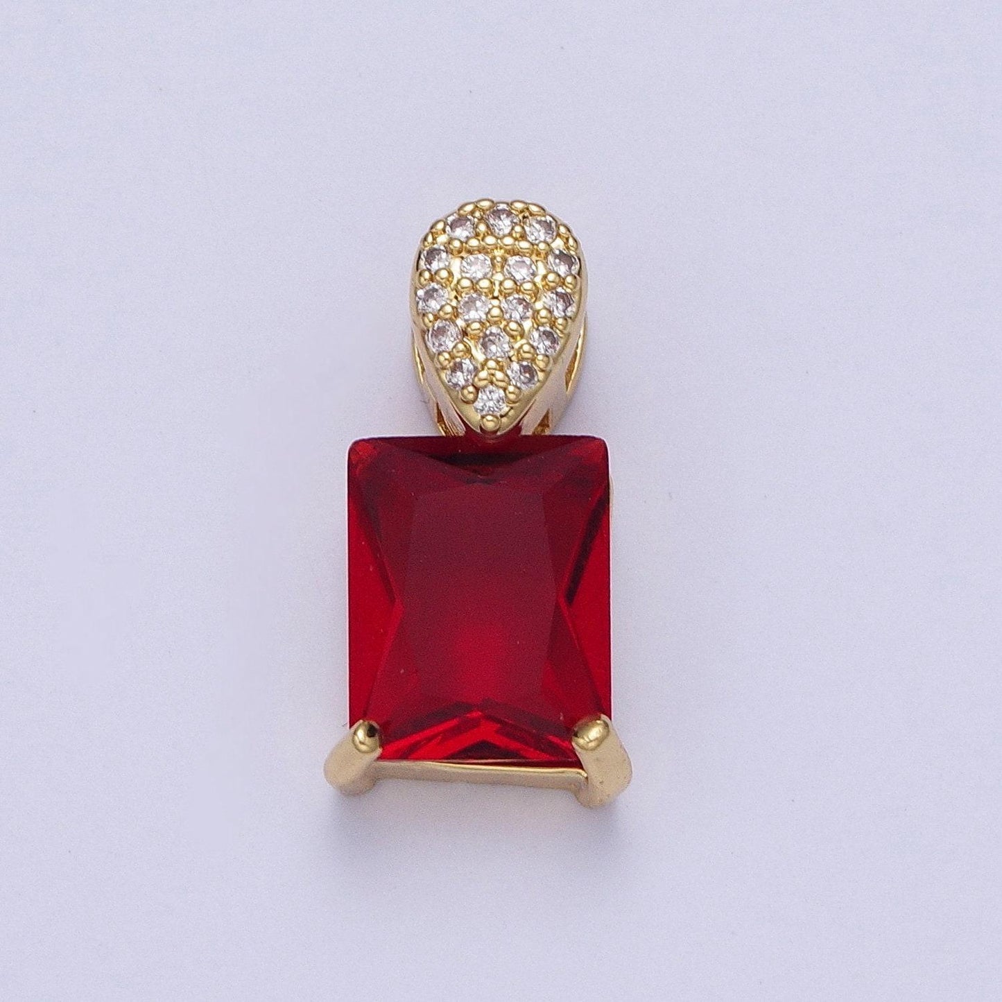 Rectangle emerald cut solitaire pendant necklace square cz diamond charm for bridal wedding necklace dainty necklace h-405