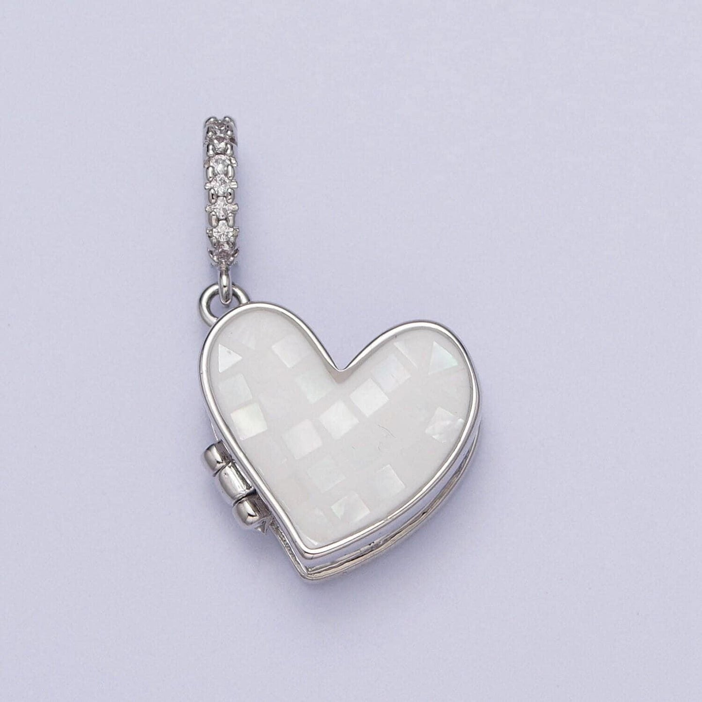 Silver heart locket charm abalone, blue, pink, white, green shell opal heart locket pendant for necklace bracelet supply h-086