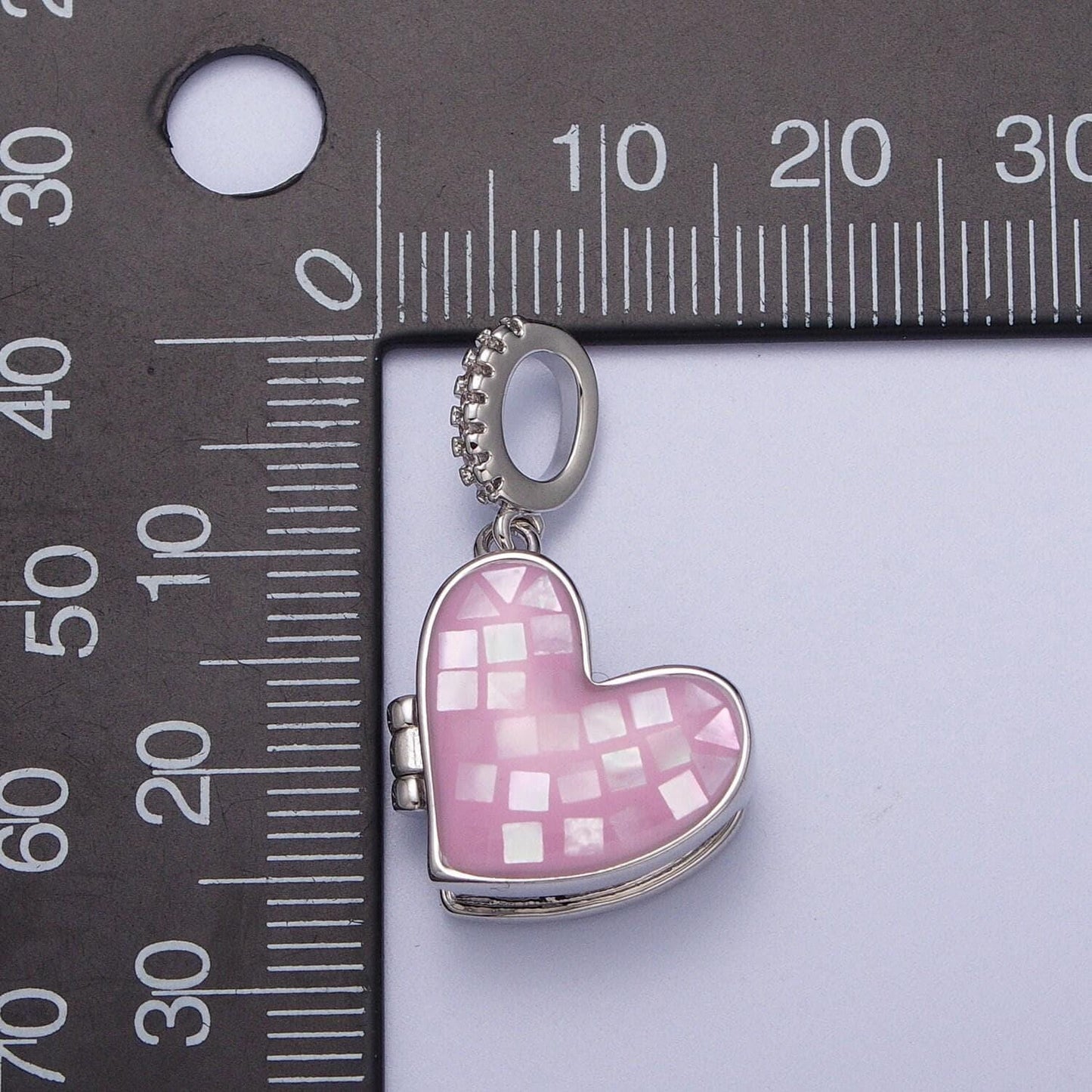 Silver heart locket charm abalone, blue, pink, white, green shell opal heart locket pendant for necklace bracelet supply h-086