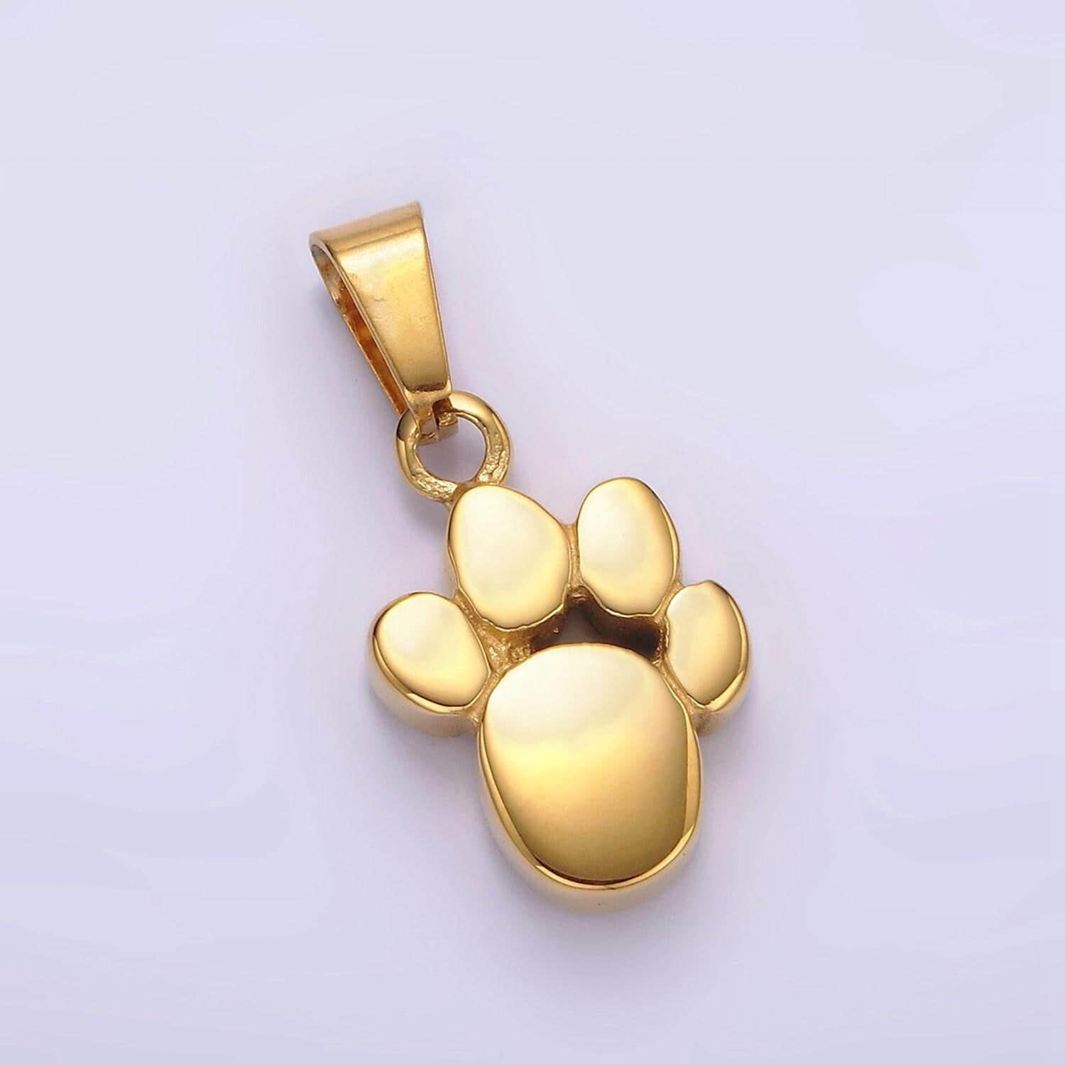 Gold dog paw charm pendant stainless steel bear paw pendant p785