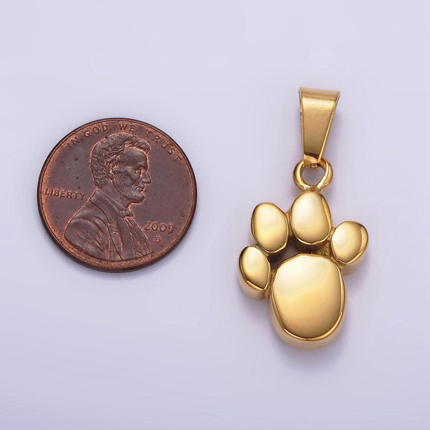 Gold dog paw charm pendant stainless steel bear paw pendant p785