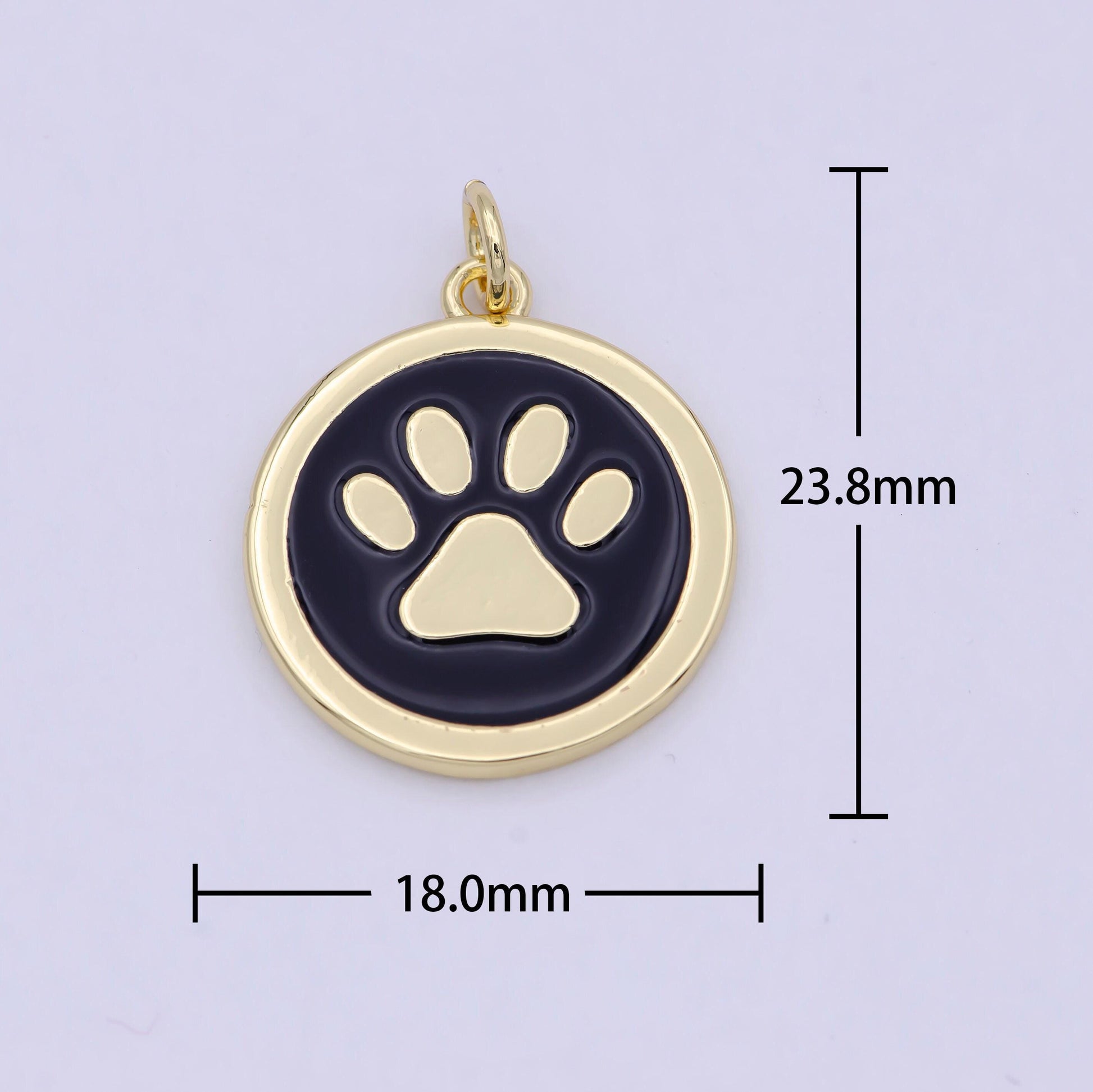 Dainty coin charm with paw print animal dog puppy charm for pet jewelry collar supply w-157