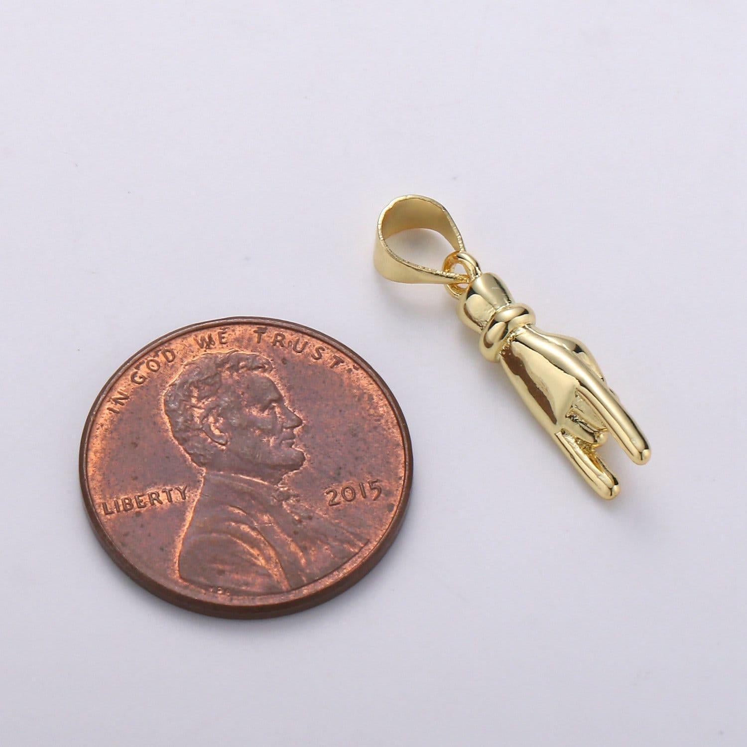 14k gold filled hand charm mano cornuto good luck sign pendant hand gesture charm pendant for necklace bracelet earring supply, pdgf-1924