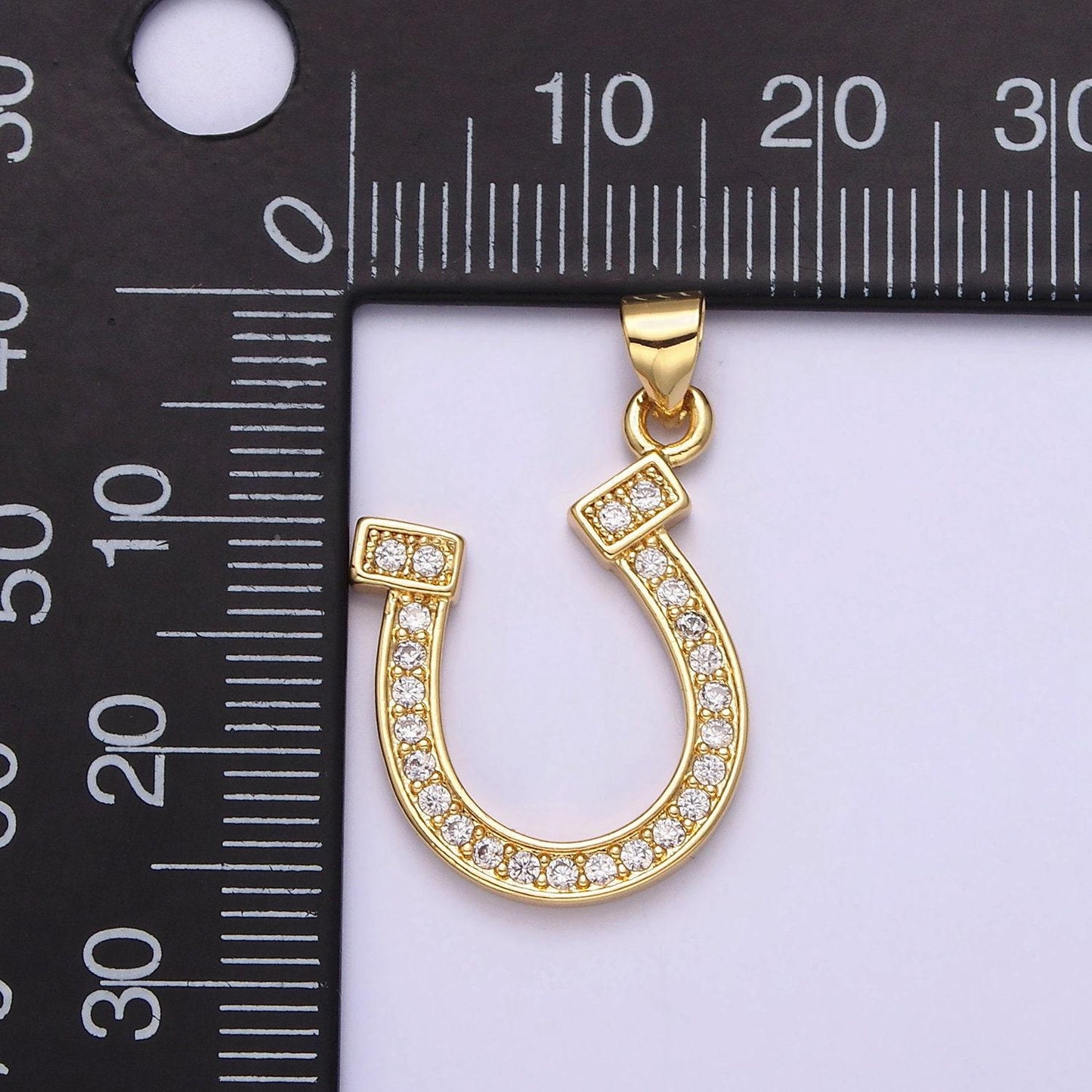 Dainty horseshoe charm in 14k gold filled cubic lucky charm pendant, horse shoe for necklace bracelet earrings jewelry making supply aa484