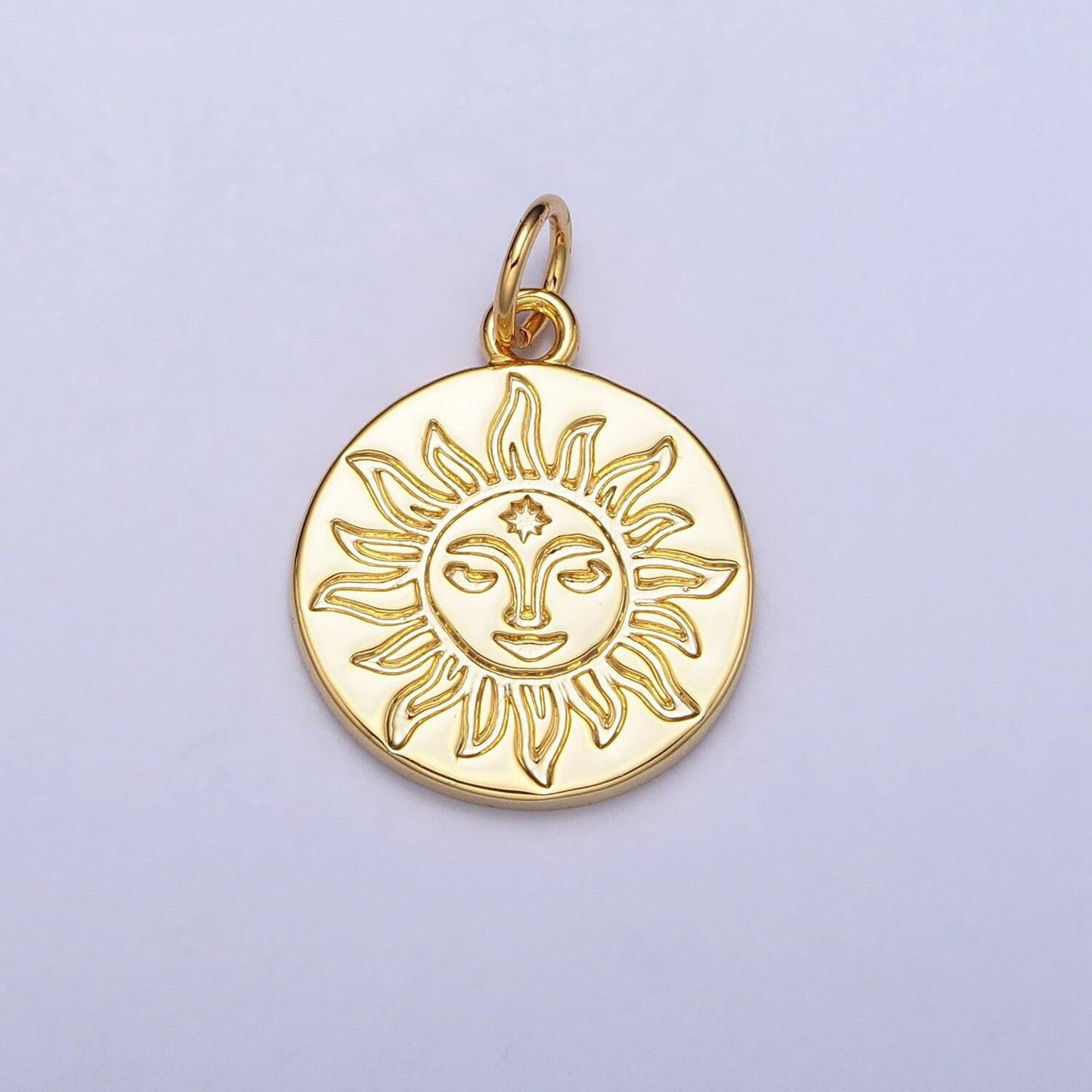 Gold sun charm dainty sun face charm pendant celestial charms, tribal sun charm yoga bohemian boho jewelry inspired supply ac658