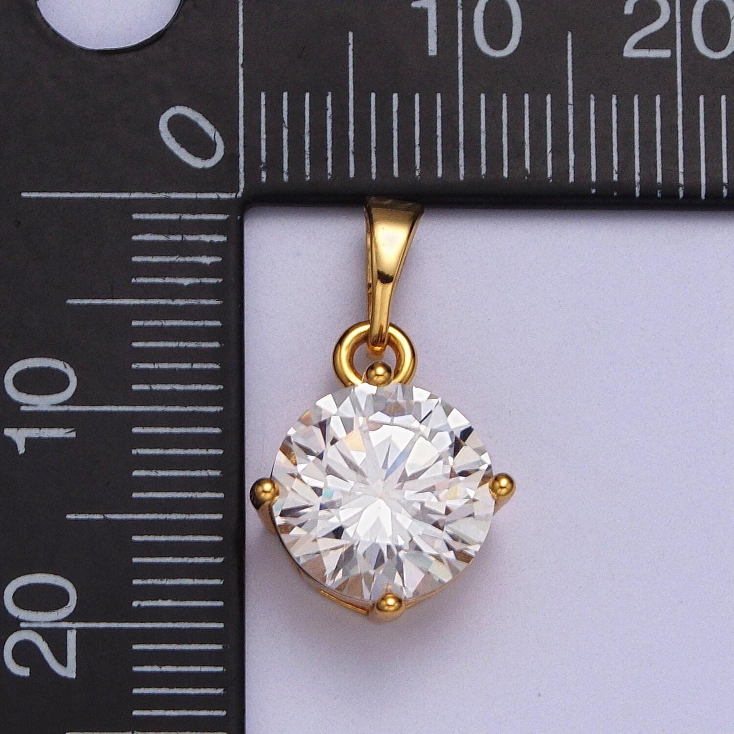 Clear cubic zirconia 24k gold plated pendant, solitaire clear cubic charm for easy self-making jewelry dangle pendant necklace aa018