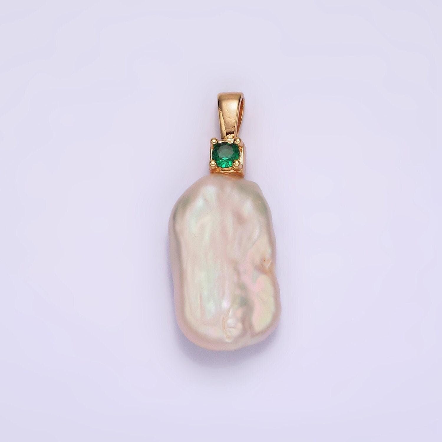 Freshwater pearl 19mm rectangle pearl white genuine luster square baroque freeform pearl charm pendant wholesale pearl p1600