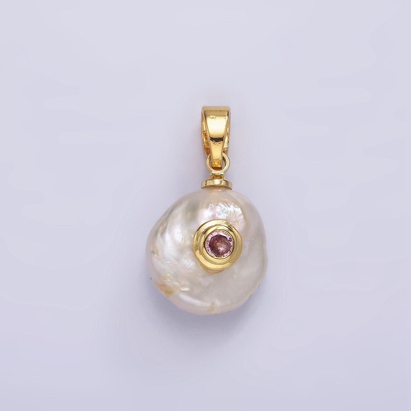 Freshwater pearl pendant cz freeform pearl round oval cz charms for bracelets necklace jewelry orange, purple, green, blue cz