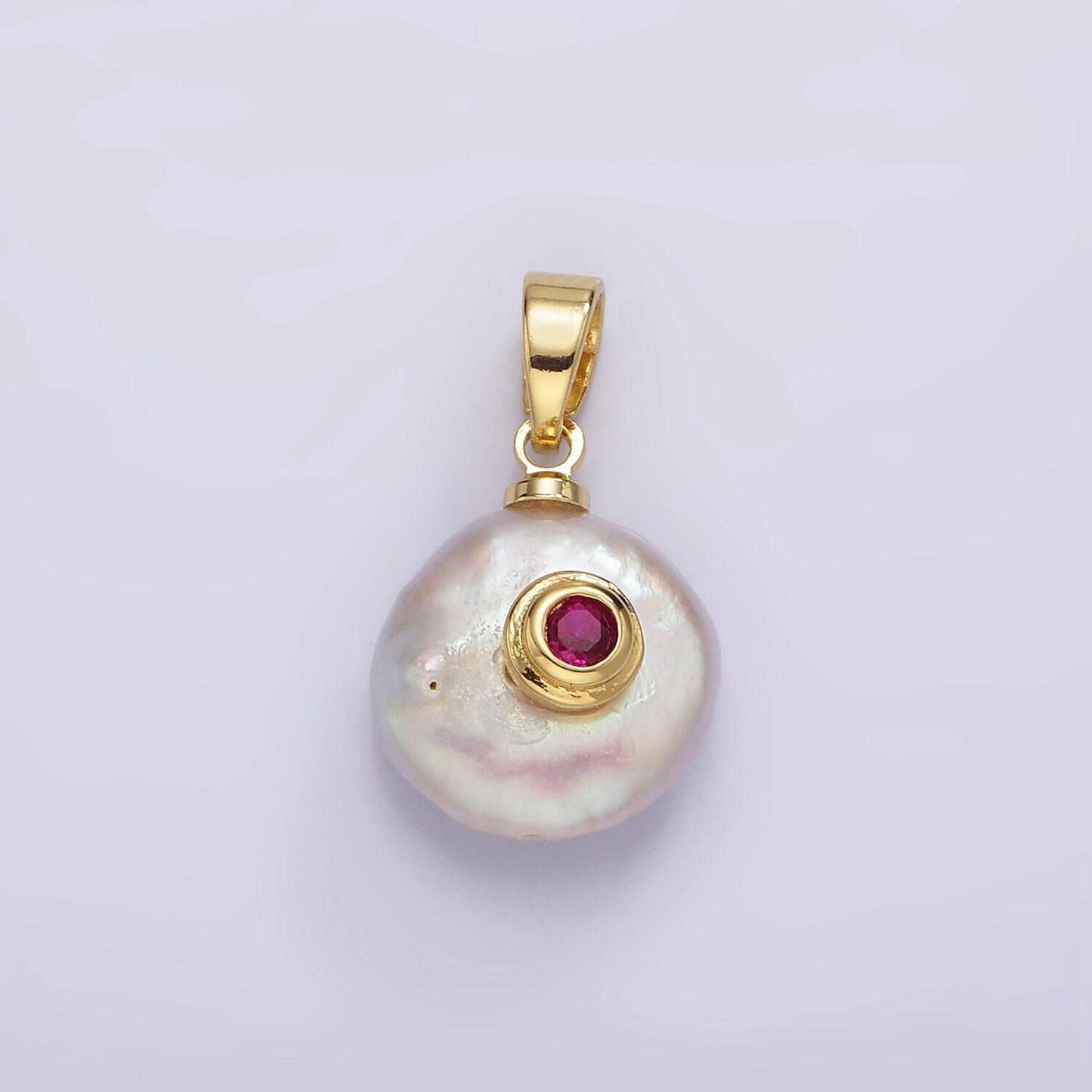 Freshwater pearl pendant cz freeform pearl round oval cz charms for bracelets necklace jewelry orange, purple, green, blue cz