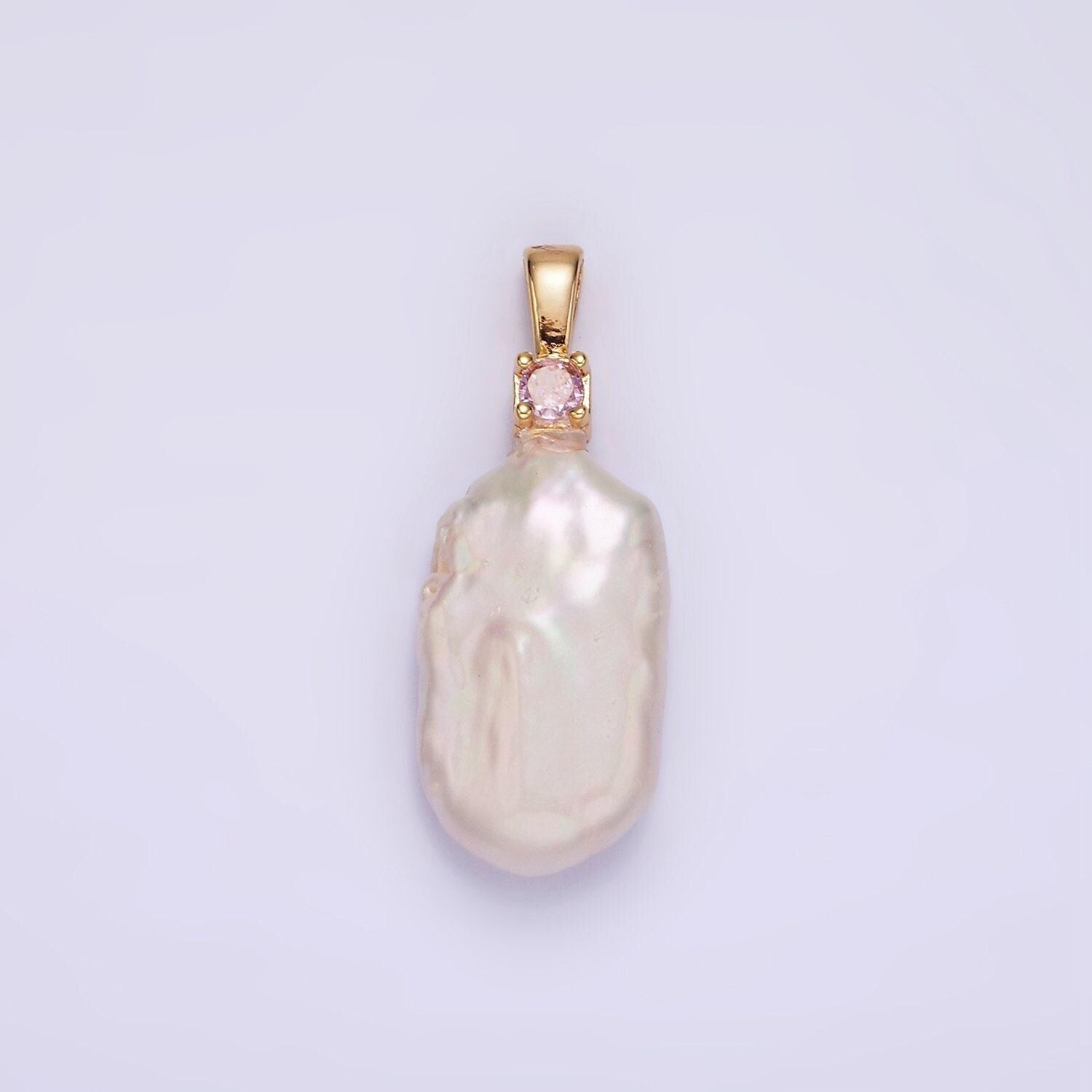 Freshwater pearl 19mm rectangle pearl white genuine luster square baroque freeform pearl charm pendant wholesale pearl p1600