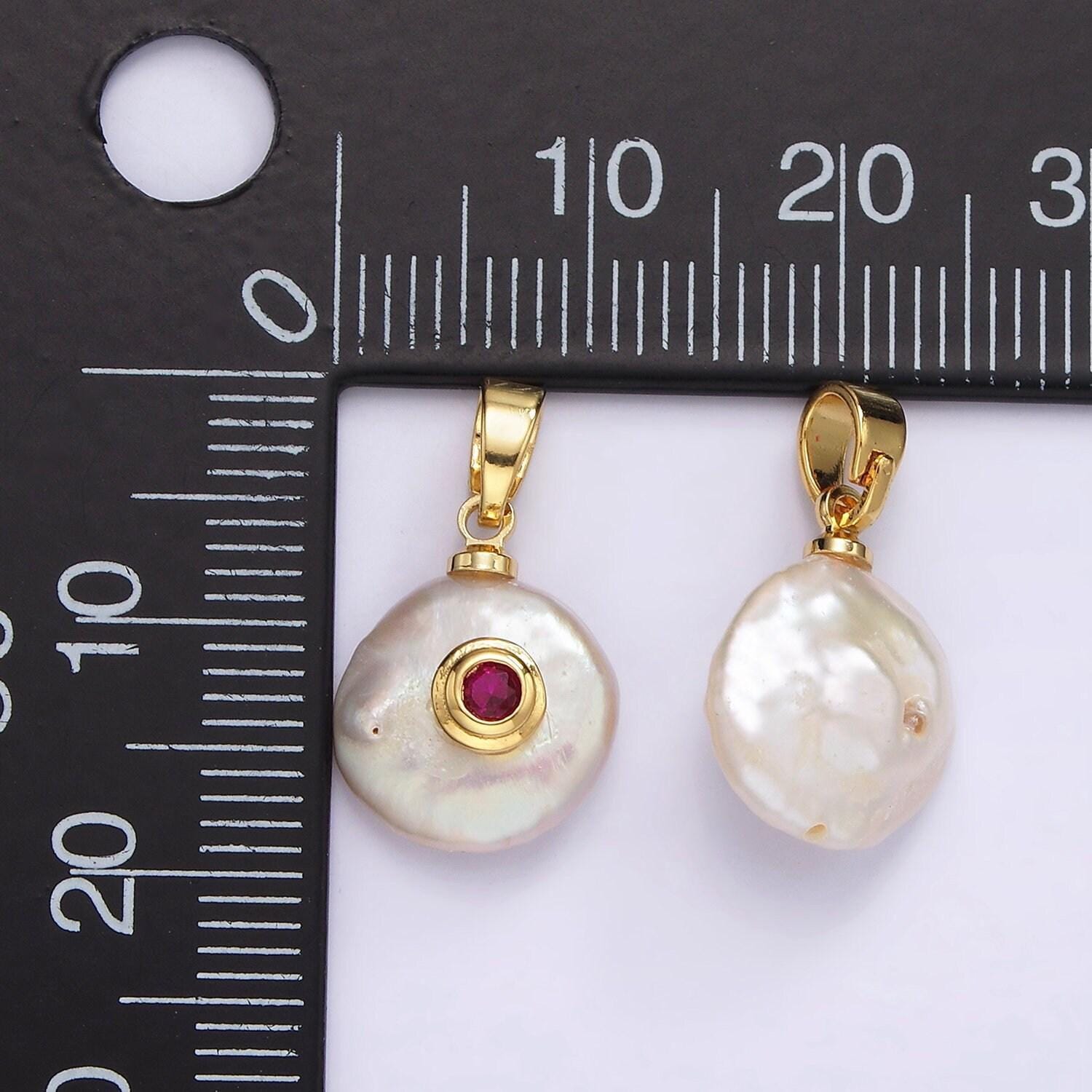 Freshwater pearl pendant cz freeform pearl round oval cz charms for bracelets necklace jewelry orange, purple, green, blue cz