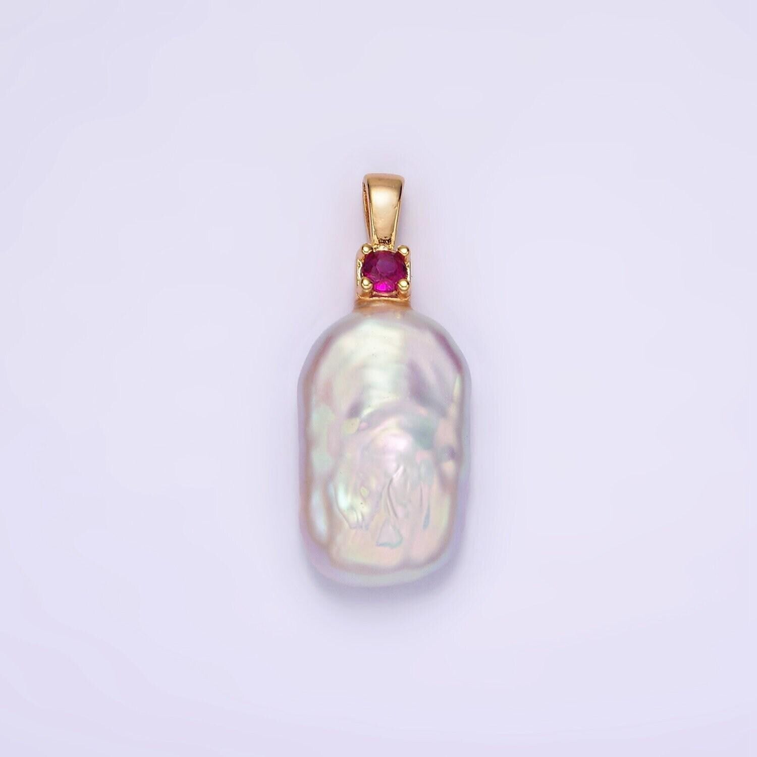 Freshwater pearl 19mm rectangle pearl white genuine luster square baroque freeform pearl charm pendant wholesale pearl p1600