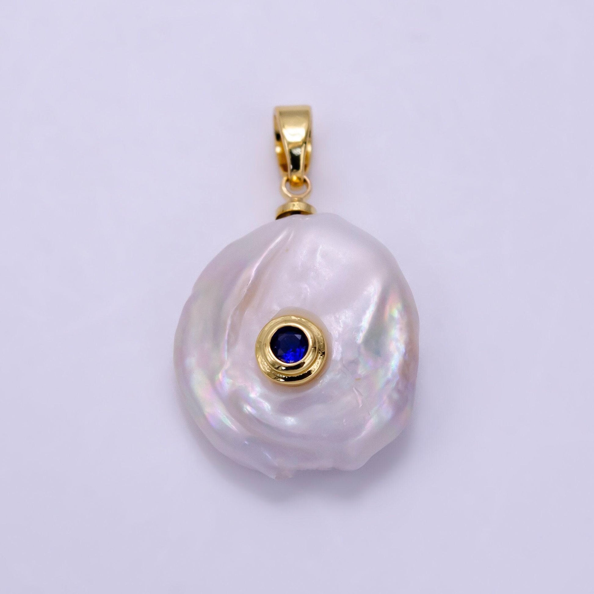 Freshwater pearl pendant cz freeform pearl round oval cz charms for bracelets necklace jewelry with clear, blue cz stone for wedding jewelry