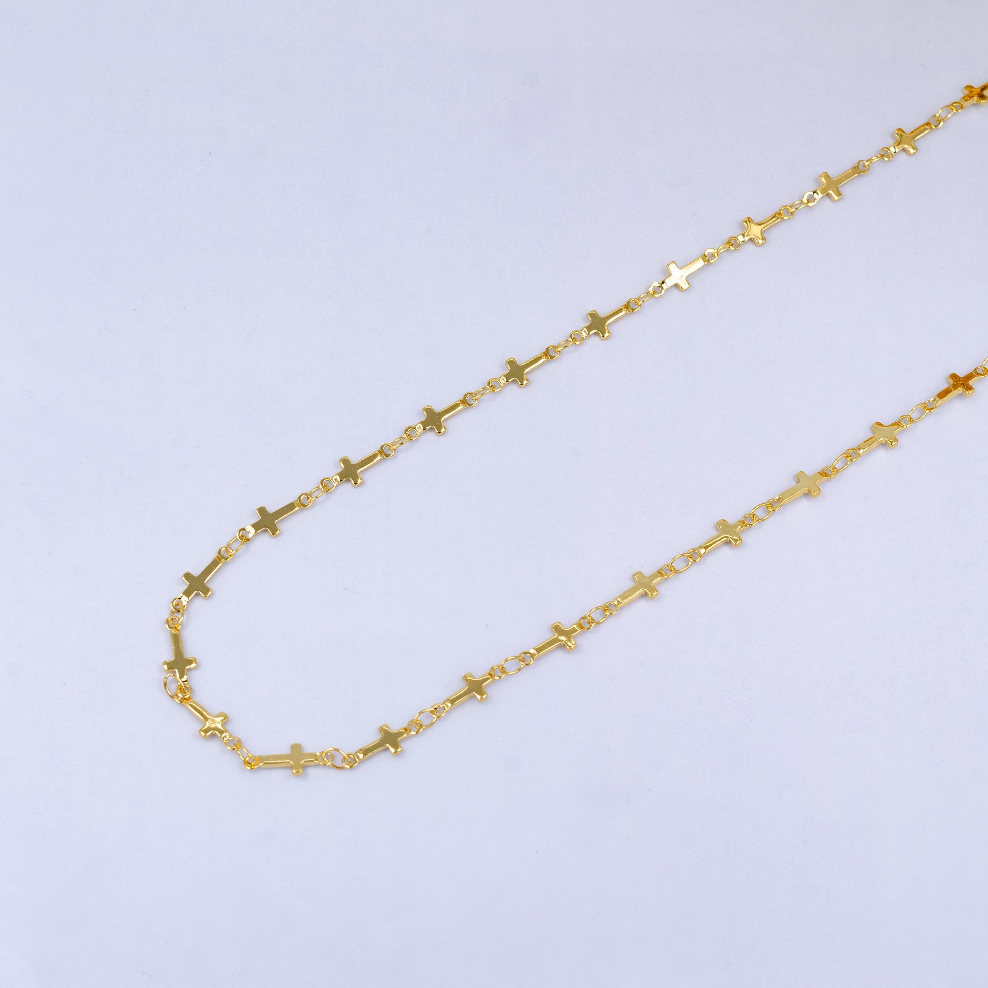 Dainty gold sideway cross link chain by yard 5 x 1.1mm links | roll-1536