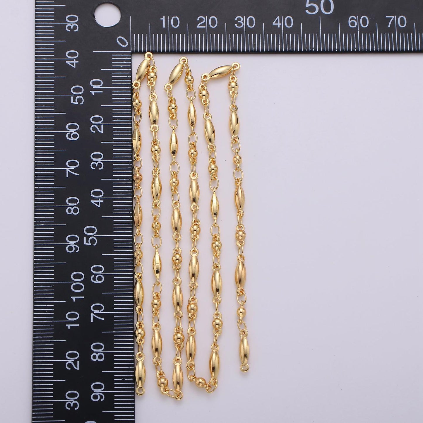 Geometrical beaded cable link 24k gold filled 2.4mm chain unfinished by yard | roll-132