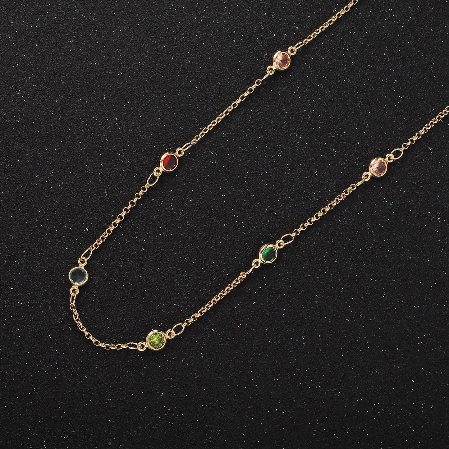 14k gold filled cable chain by yard with stone bezel, 1457