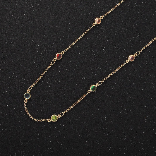 14k gold filled cable chain by yard with stone bezel, 1457