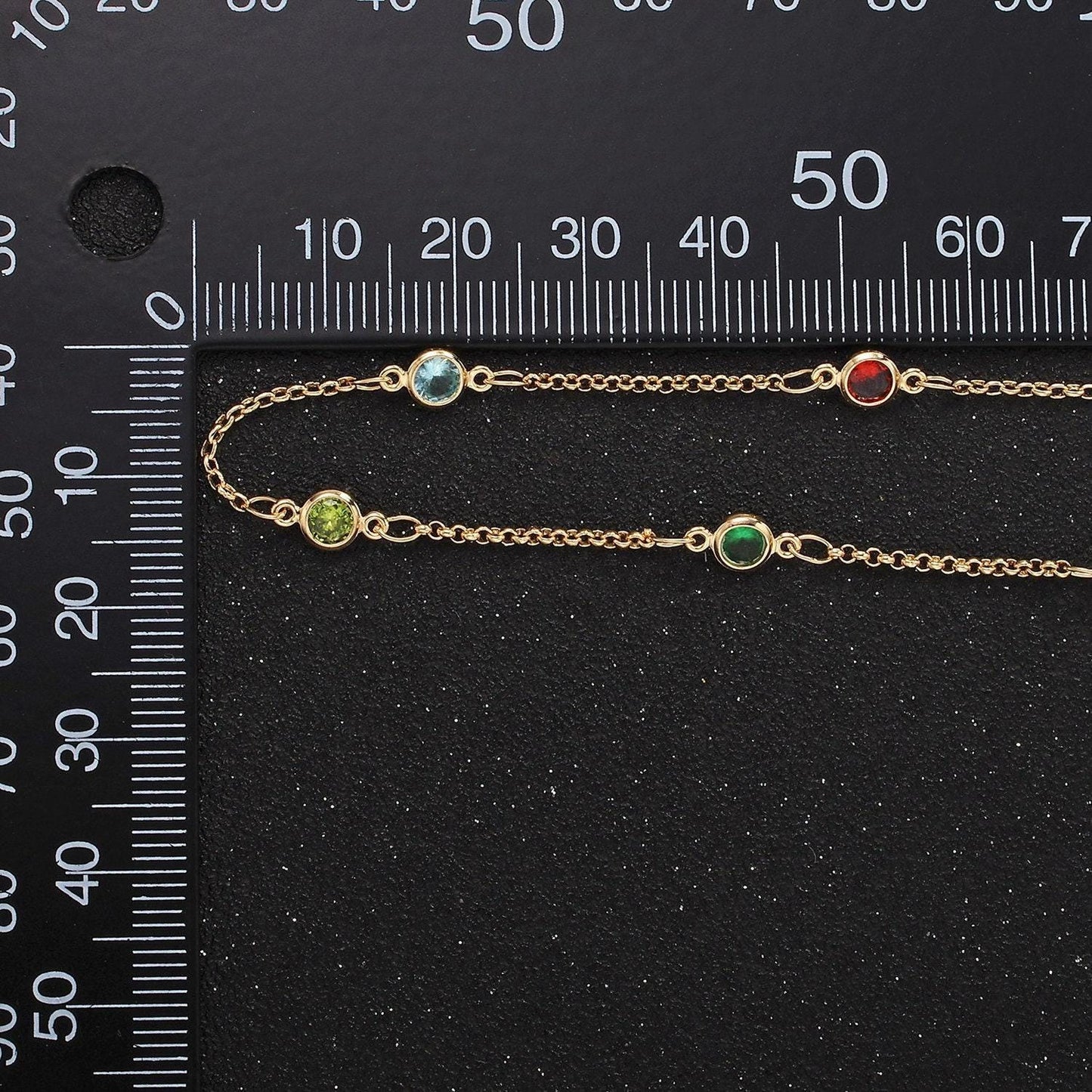 14k gold filled cable chain by yard with stone bezel, 1457