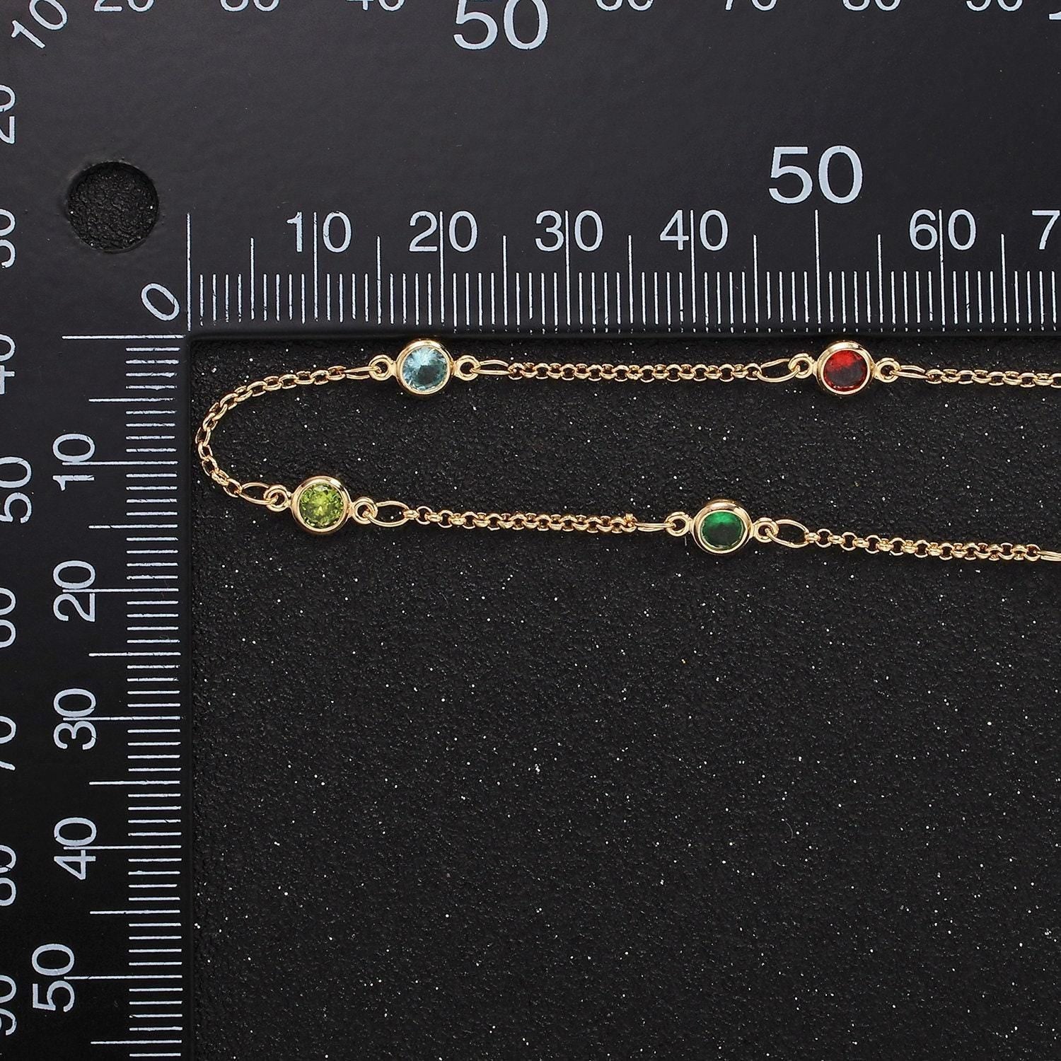 14k gold filled cable chain by yard with stone bezel, 1457