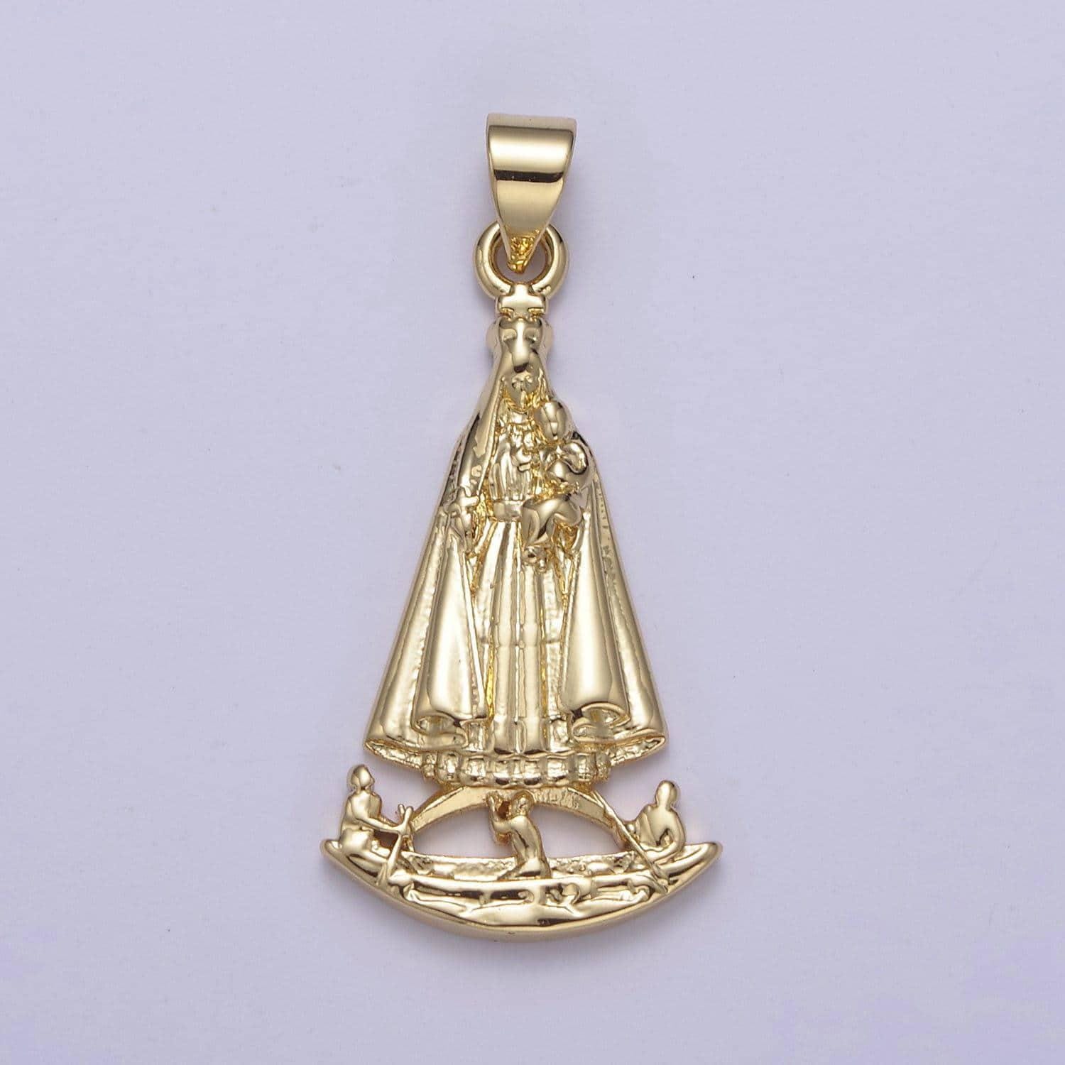 24k gold filled religious lady charity, caridad del cobre, catholic christian bible story pendant, gift for baptism & faith h-775