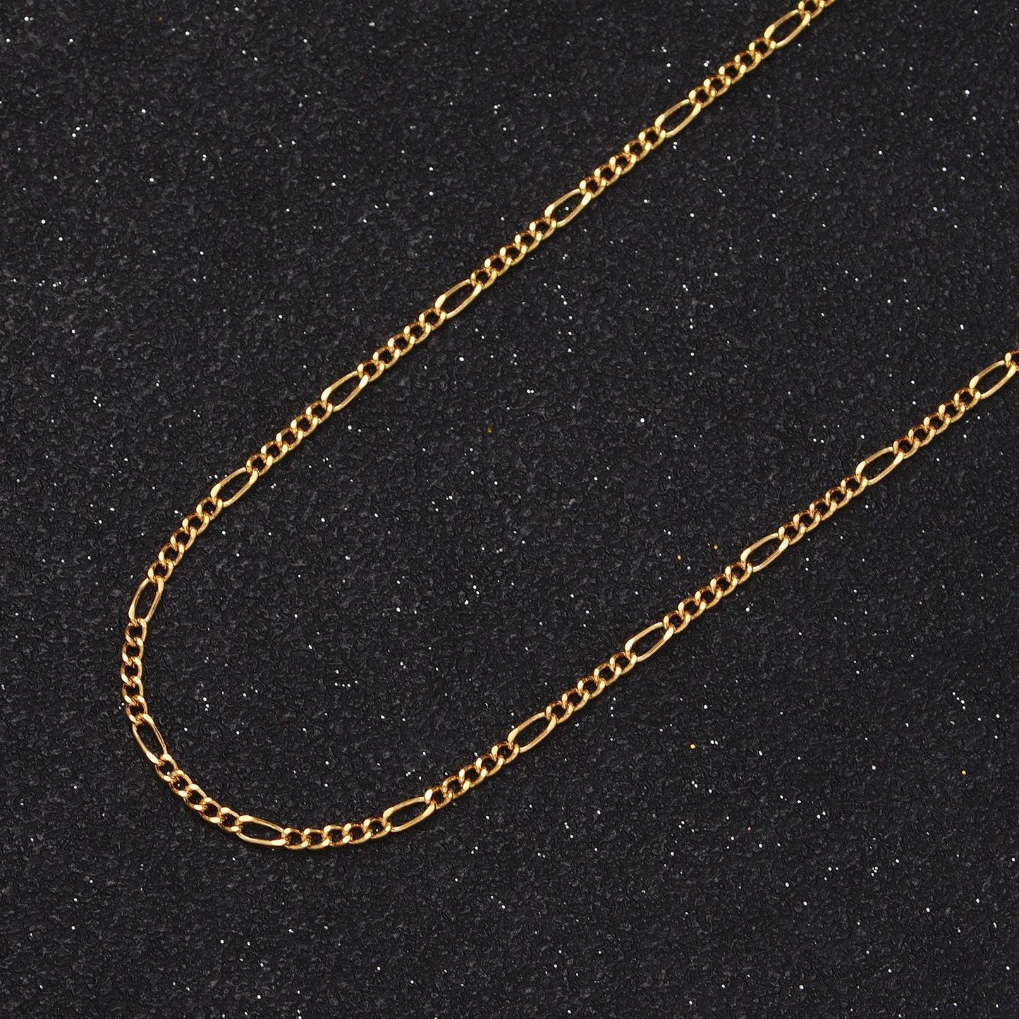 24k gold filled dainty 1.3mm figaro chain by yard, gold & silver wholesale bulk jewelry making unfinished chain by yard | roll-984, roll-985