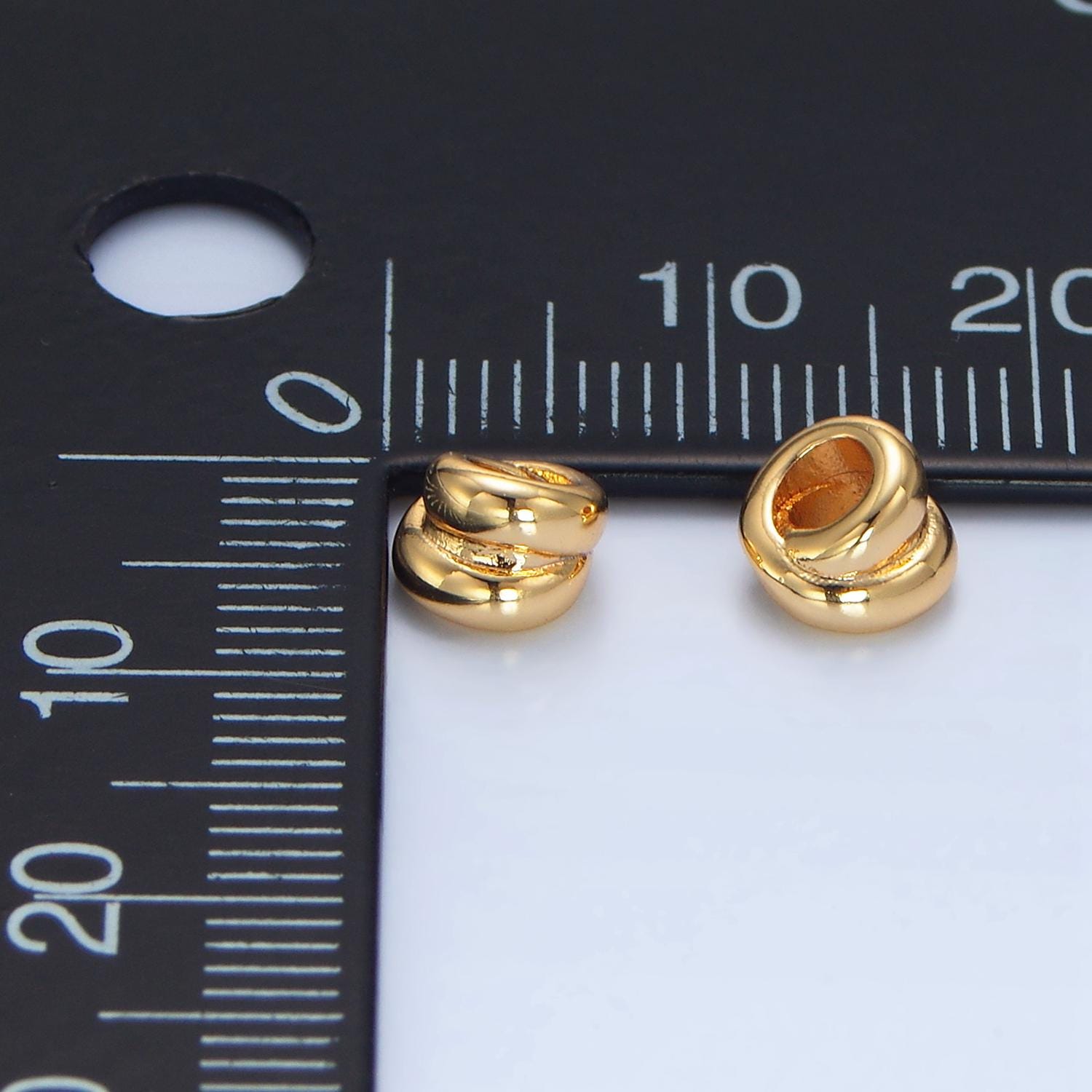 Minimalist 6mm double band 24k gold filled bead spacer | b-562