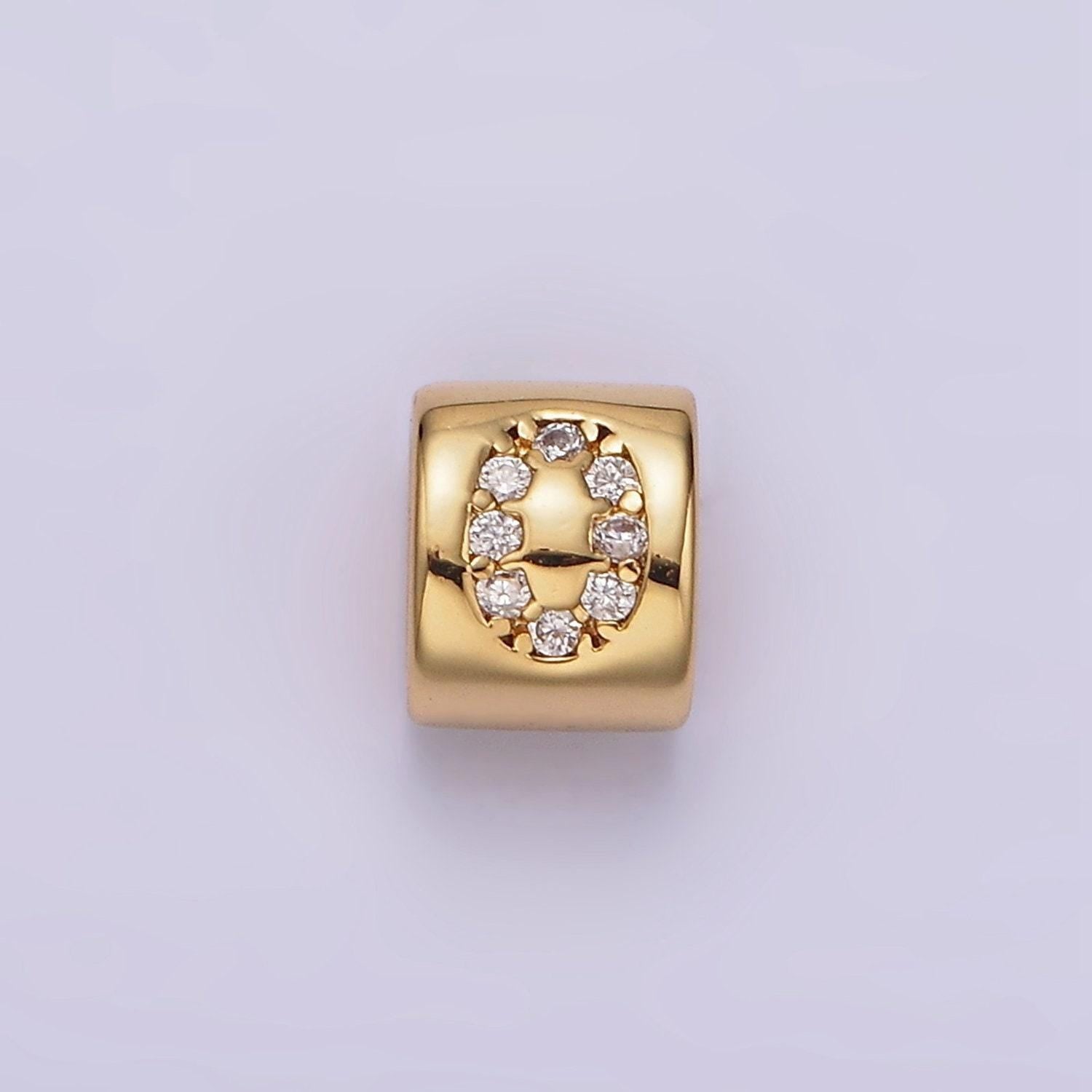 14k gold filled 0-9 number clear micro paved cz slider bead spacer | b-807~b-811