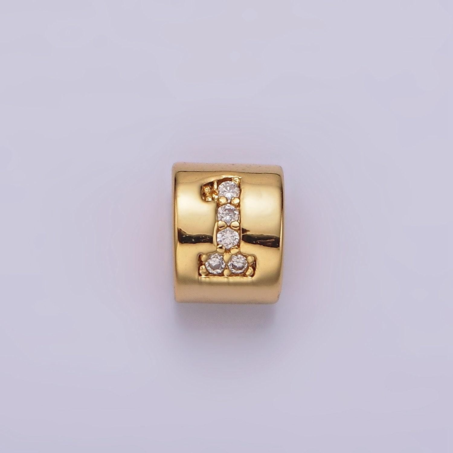 14k gold filled 0-9 number clear micro paved cz slider bead spacer | b-807~b-811