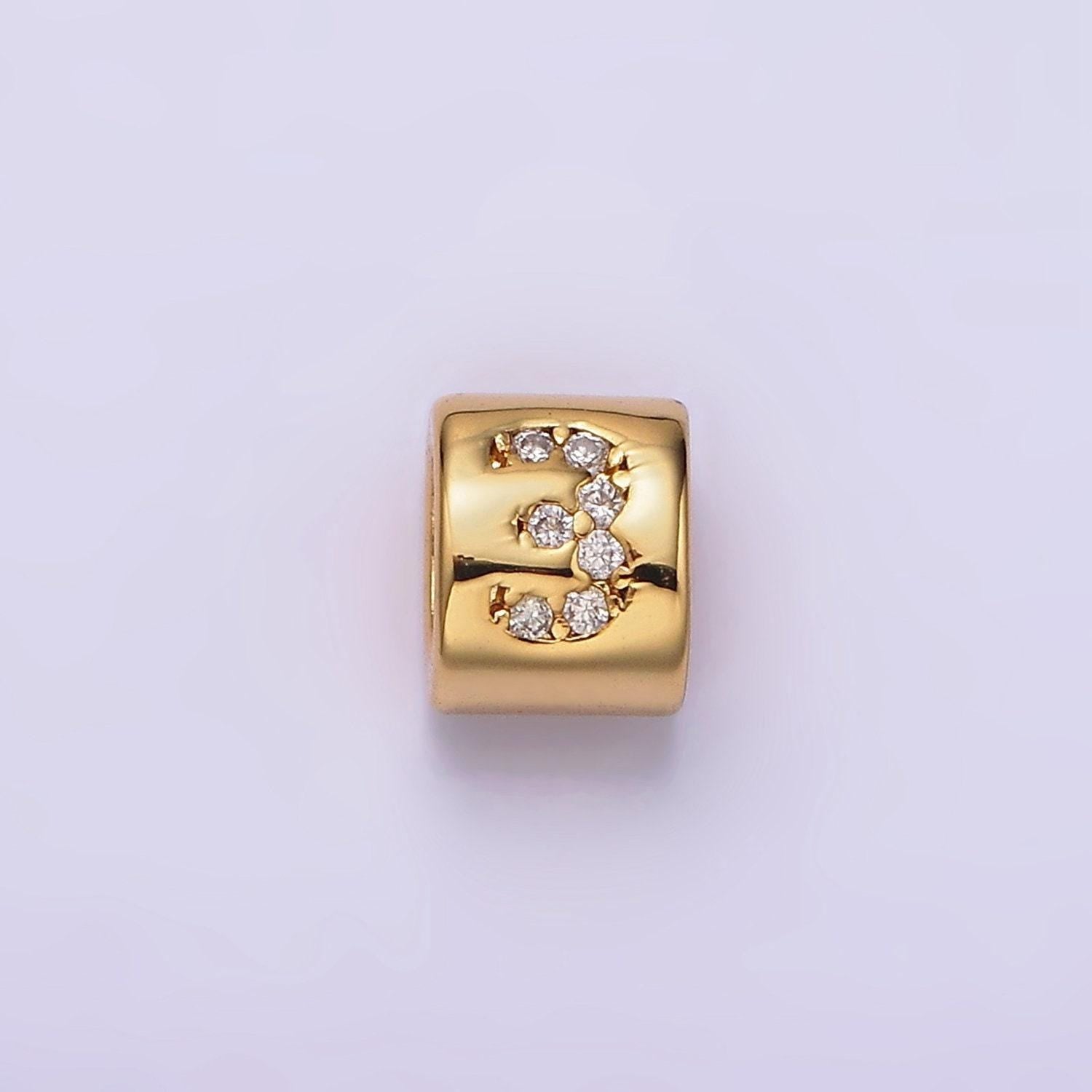 14k gold filled 0-9 number clear micro paved cz slider bead spacer | b-807~b-811