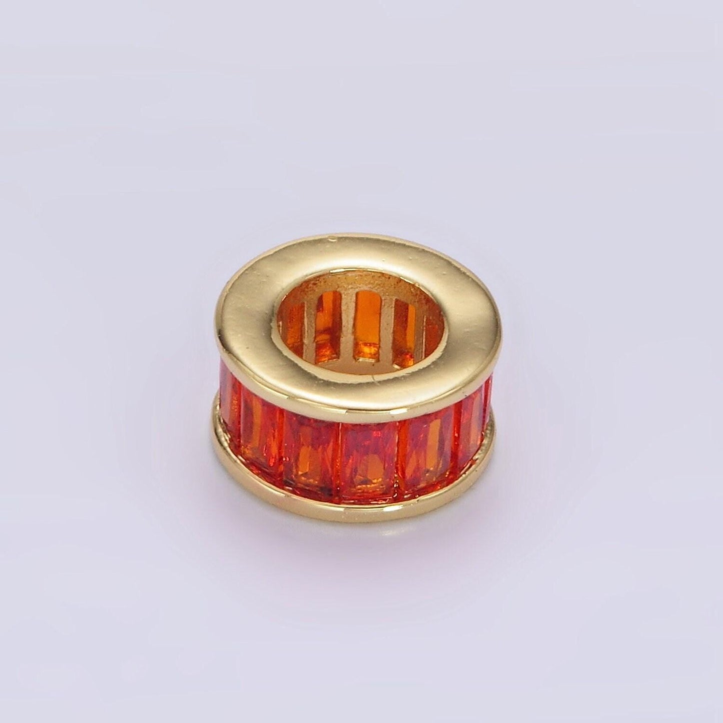 1pc gold filled baguette cz stone large hole round spacer beads 10mm birthstone charm for personalized necklace bracelet jewelry making b861