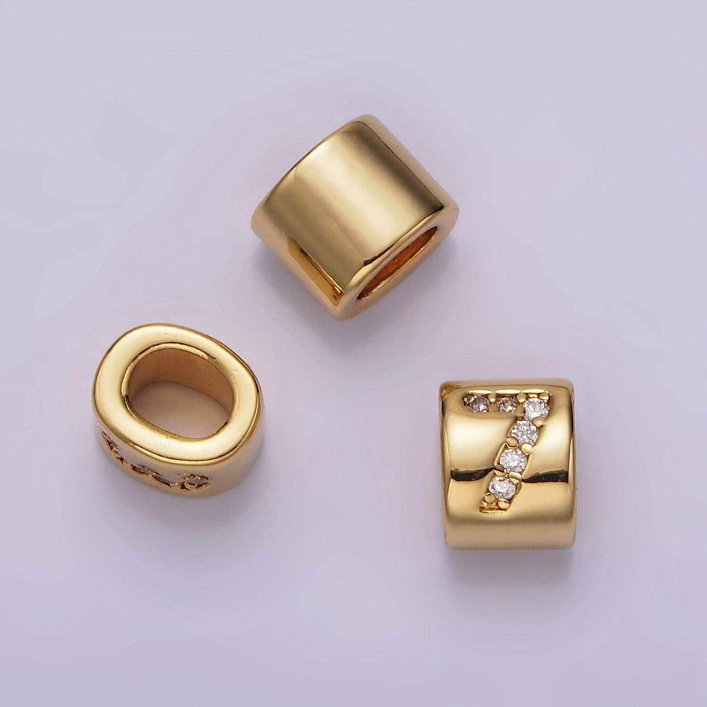14k gold filled 0-9 number clear micro paved cz slider bead spacer | b-807~b-811