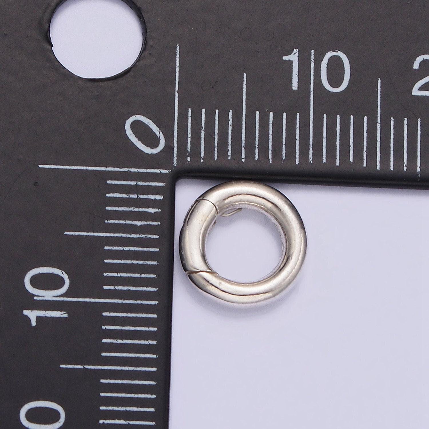 Mini 10mm sterling silver round push clasp, 925 silver ring hinged clasp, round clasp enhancer, spring gate clasp, holder clasp sl-374