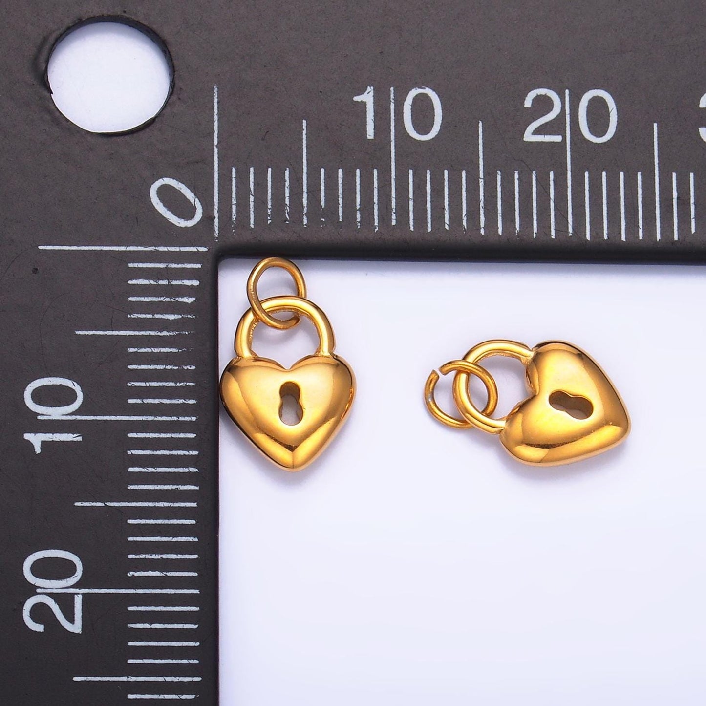 Stainless steel gold mini heart padlock minimalist charm key of my heart jewelry inspired | p1447