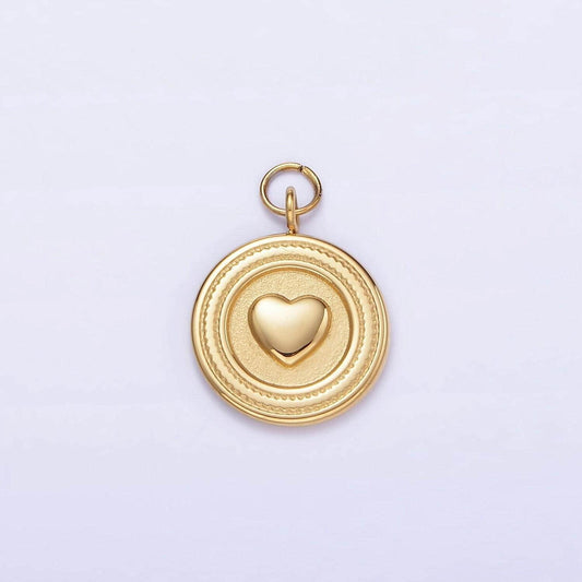 Stainless steel heart minimalist round charm | p-973
