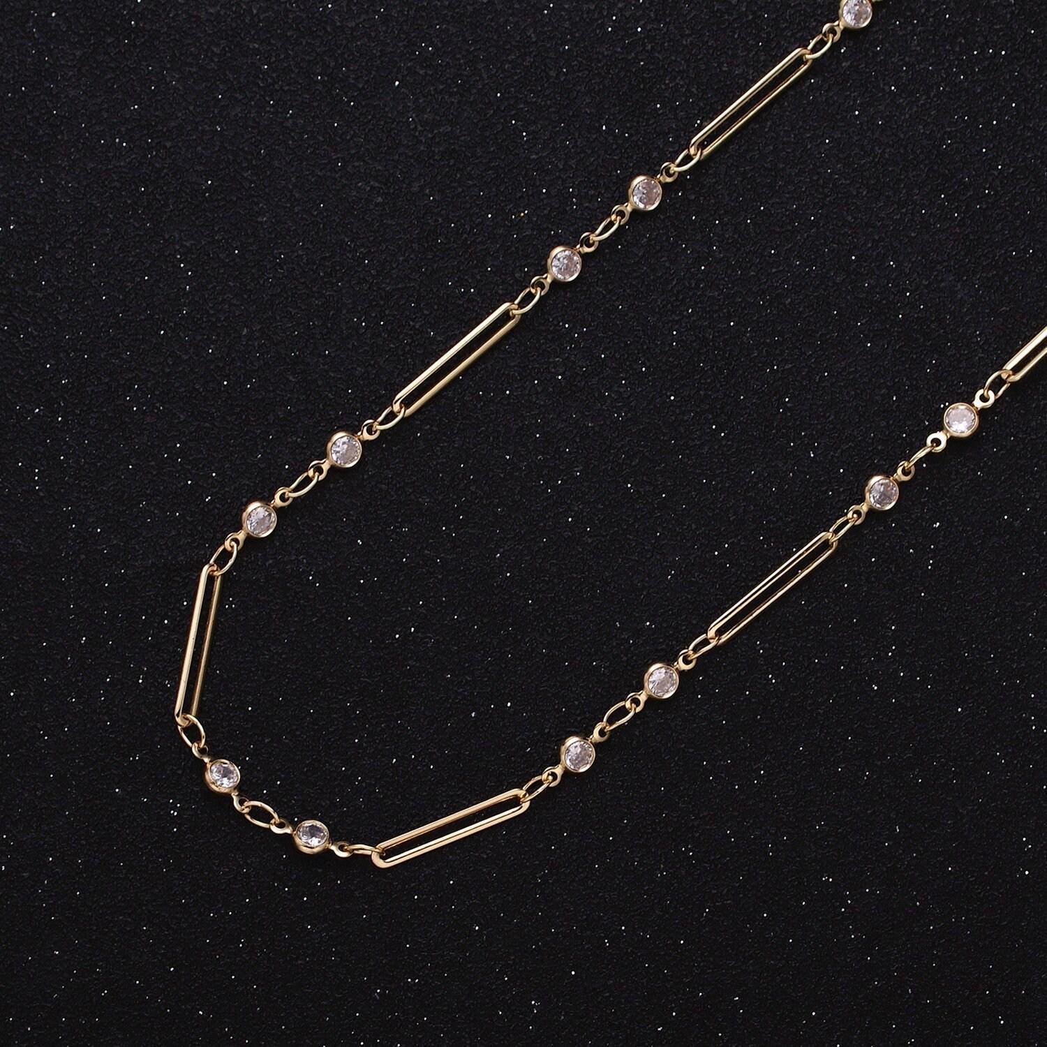 Fine gold filled chain round bezel cut chain by yard paper clip chain wholesale unfinished chain for jewelry making roll-1329