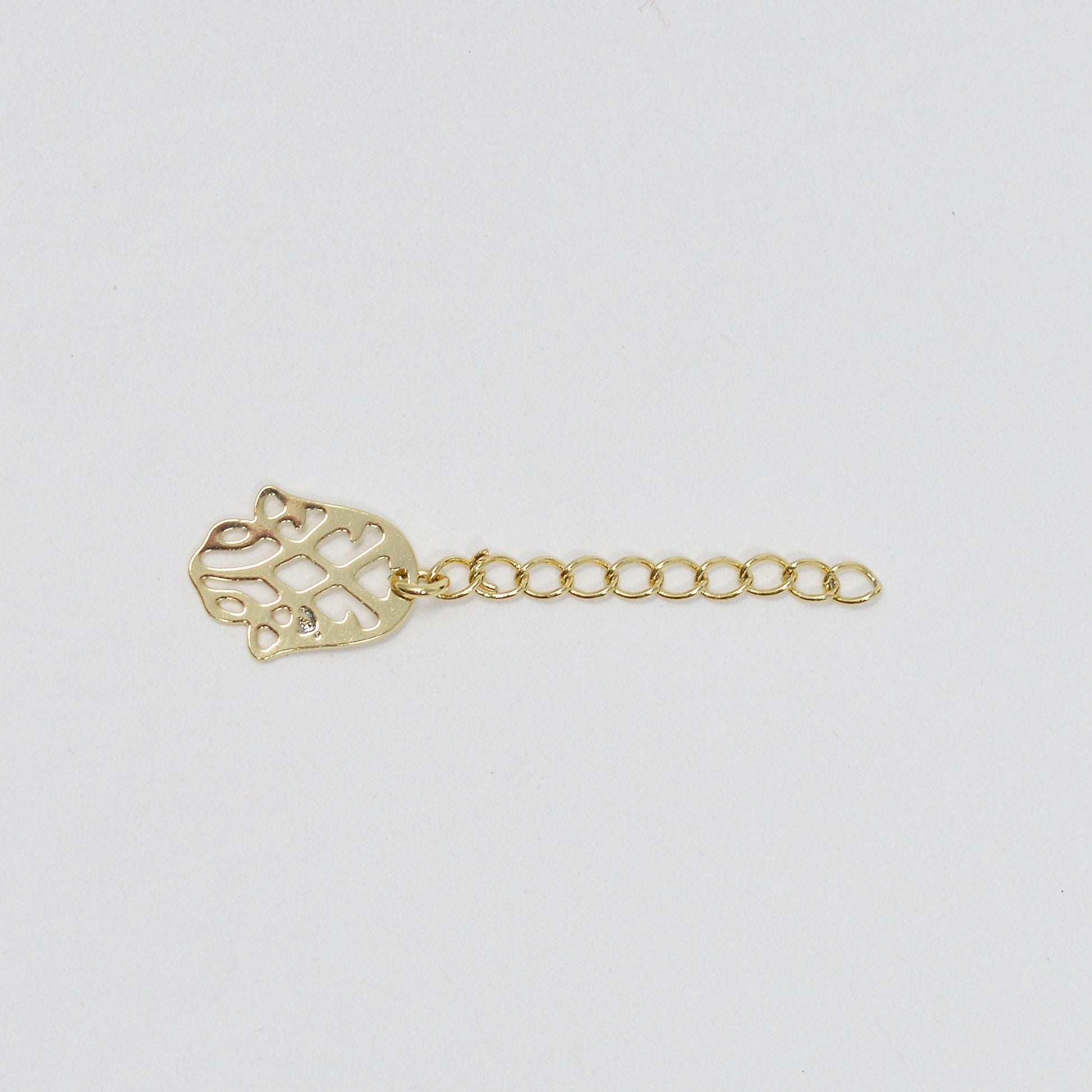 14k gold filled chain extender for necklace bracelet component supply findings extenders with hamsa hand charm | l-477