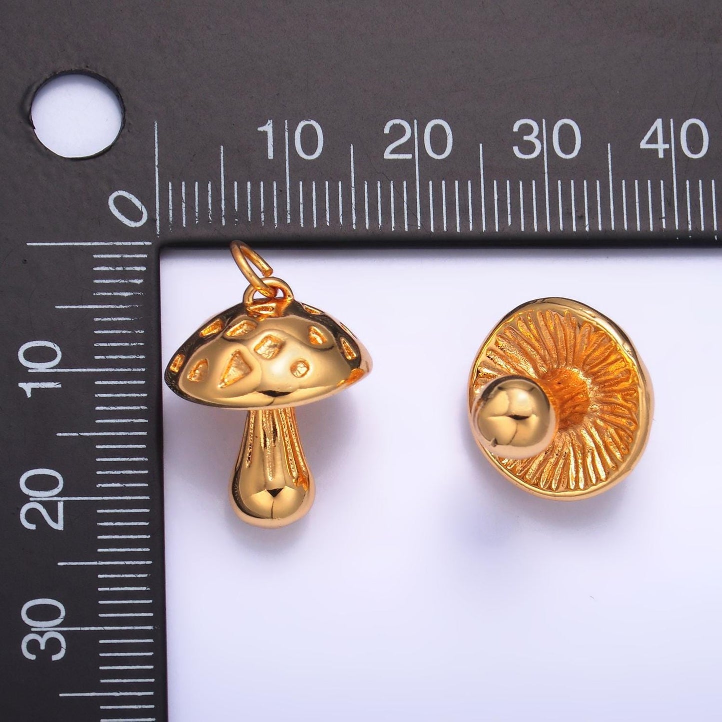 Tiny little gold small mushroom charm mini shroomie charm fantasy plant jewelry supplies w260