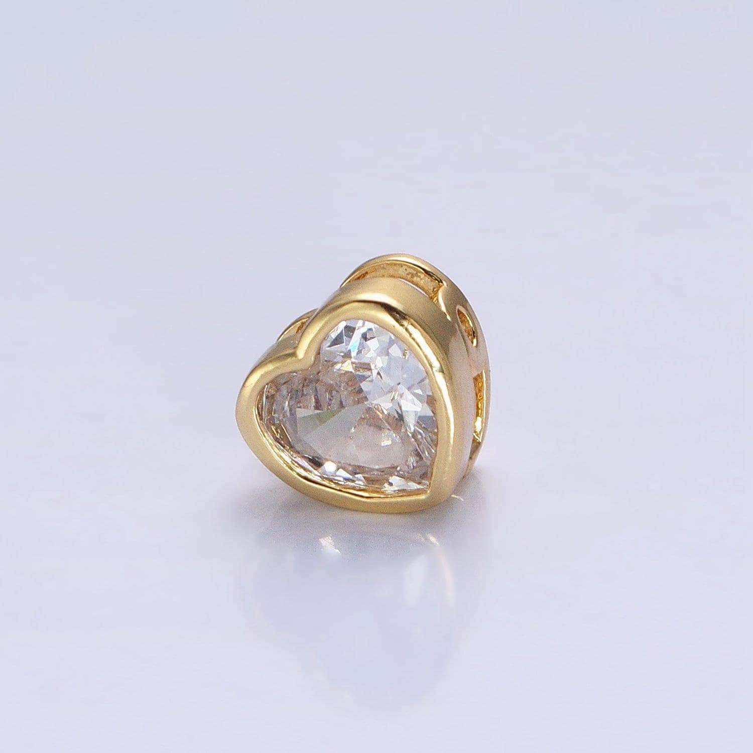 7mm gold plated dainty cz heart spacer bead, gold geometric spacer beads cz, small colorful spacers for bracelet necklace | b-250