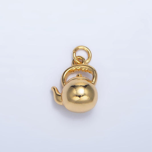 Mini gold teapot kettle charm 24k gold filled over brass 3d charm for tea party inspired jewelry charms diy bracelet necklace charm w013