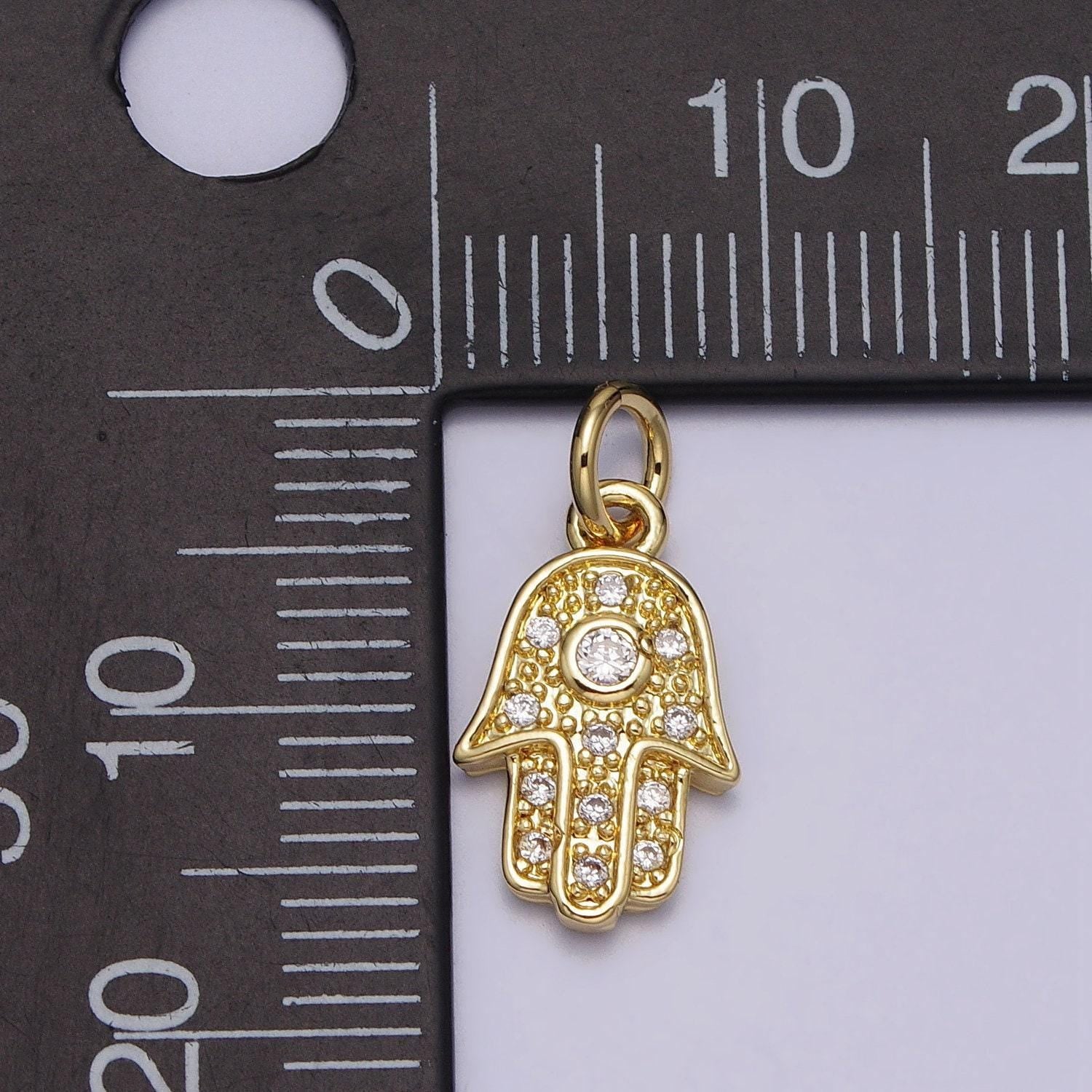 Tiny hamsa hand charm cubic hand pendant gold plated for earring bracelet necklace component ac-201