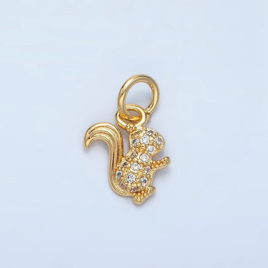 Mini gold squirrel charm, squirrel pendant, nature charm, animal charm silver chipmunk charm, woodland jewelry inspired x296