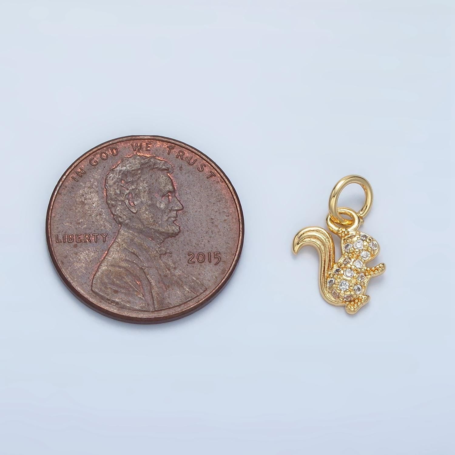 Mini gold squirrel charm, squirrel pendant, nature charm, animal charm silver chipmunk charm, woodland jewelry inspired x296