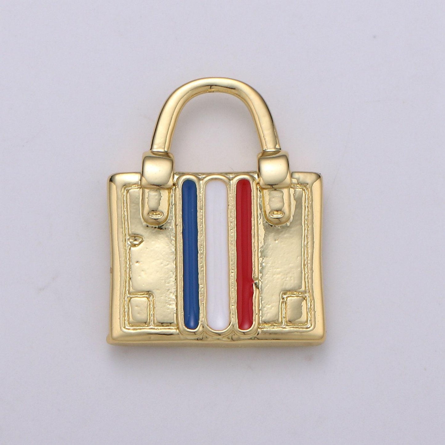 1x 14k gold suitcase charm, luggage charm dainty charm, travel charm adventure designer inspired france italy flag charm 1860