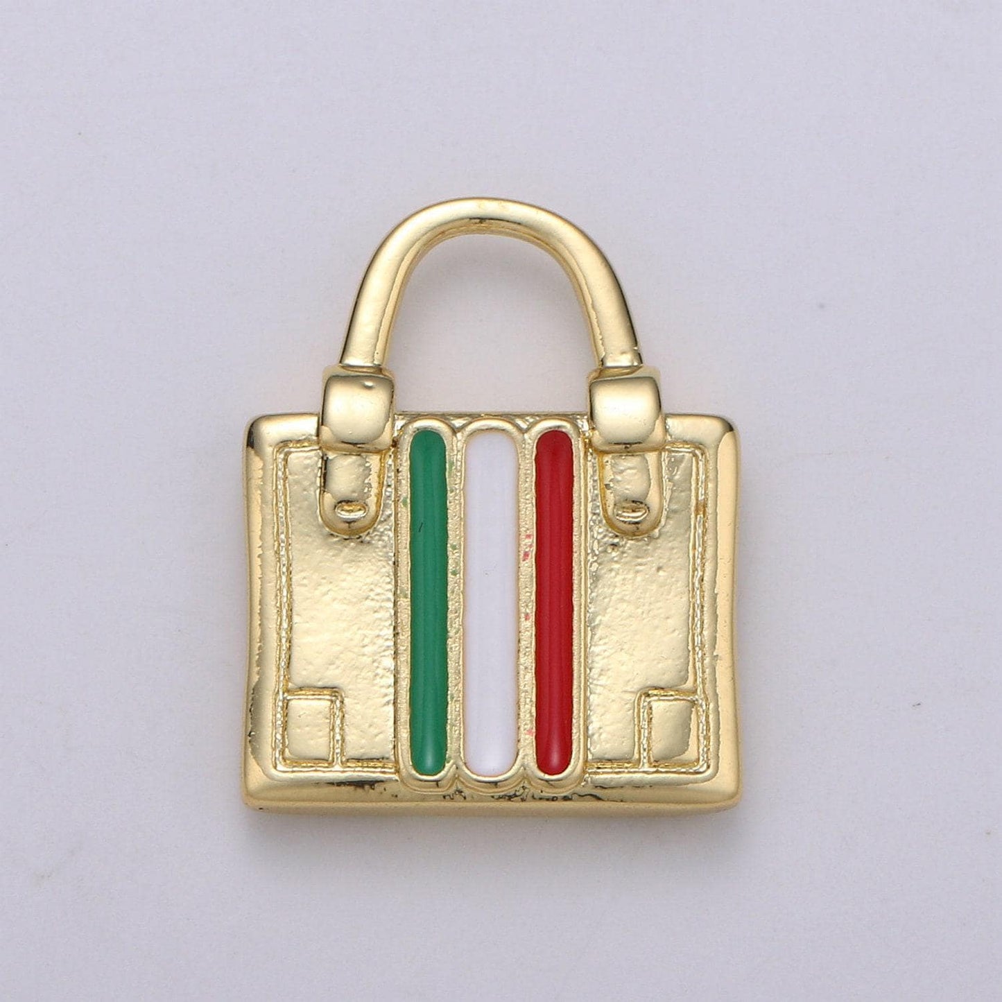 1x 14k gold suitcase charm, luggage charm dainty charm, travel charm adventure designer inspired france italy flag charm 1860