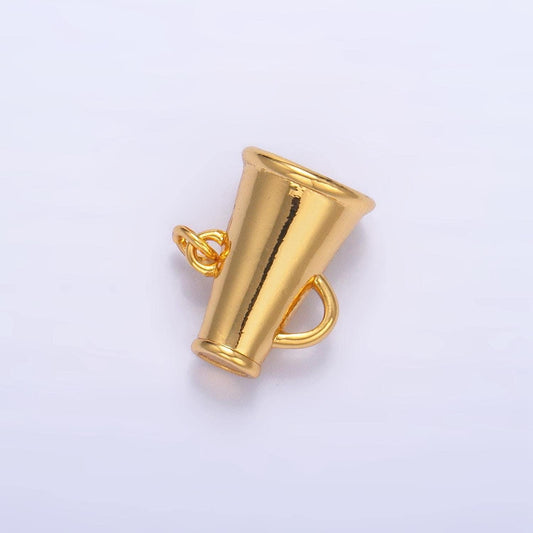 Megaphone charm 24k gold filled cheerleader charm inspired sport cheer cheerleading dance charms sports pendant for bracelet necklace e654