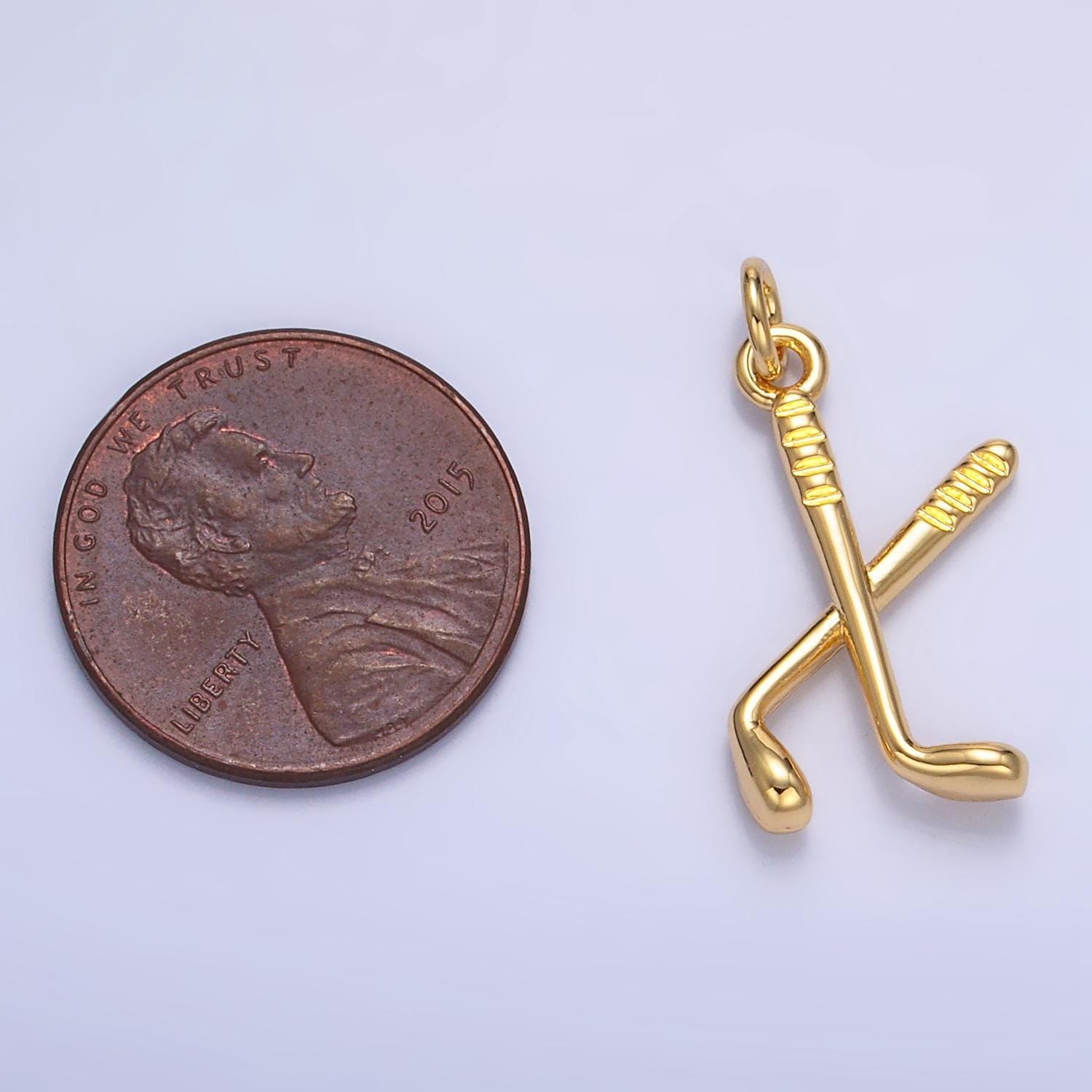 Minimalist 24k gold filled golf club sports charm | w-115