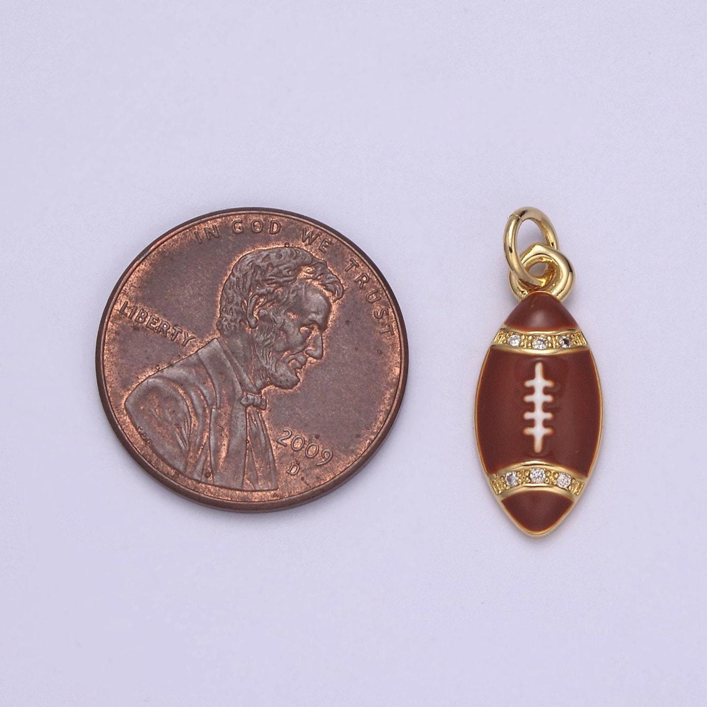 Mini gold football charm for super bowl party | diy piece | comes in white black orange brown | n-925 ~ 928