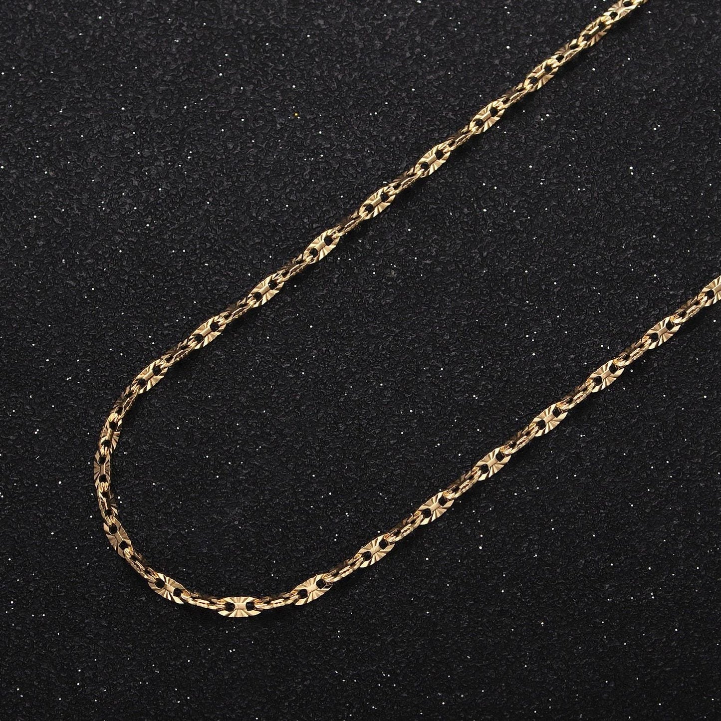 Dainty 24k gold filled sunburst anchor mariner 2mm unfinished textured jewelry making gold, silver chain | roll-1044, roll-1113