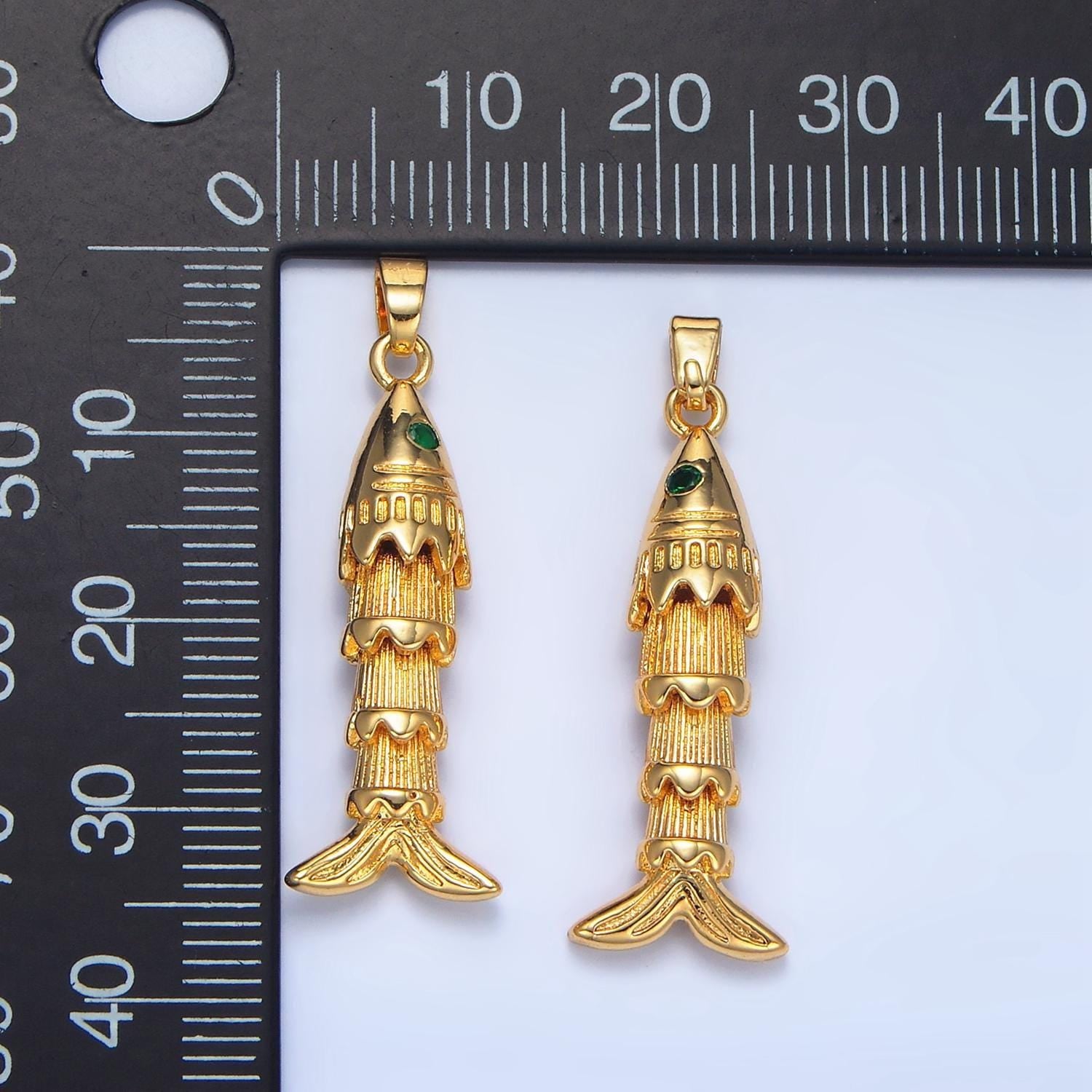 3d movable fish 24k gold filled pendant articulated sardine fish charm for necklace fish lover gift aa967